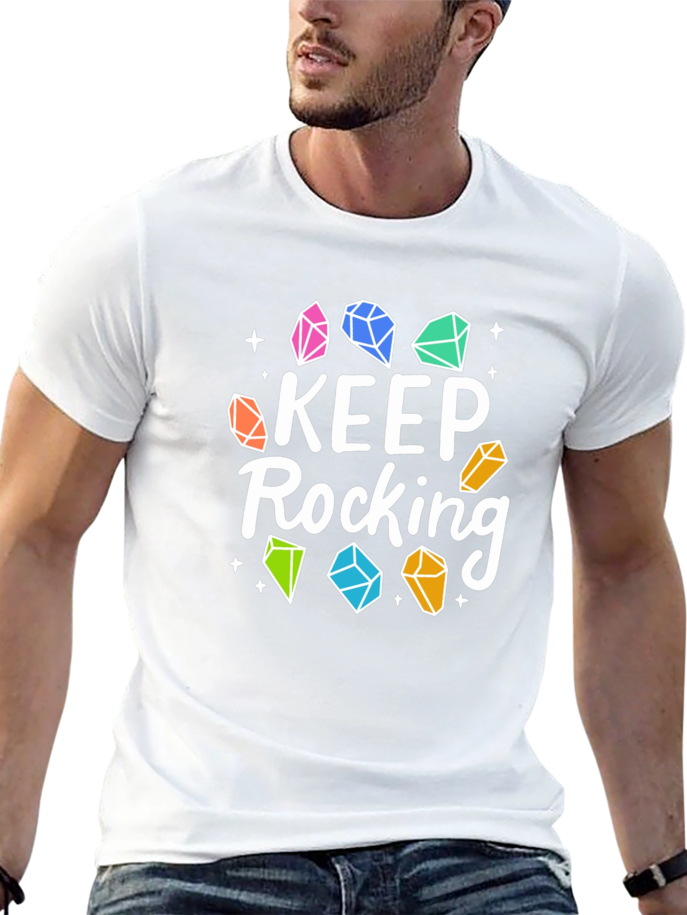 Keep Rocking T-Shirt - Stylish Gemstone Design