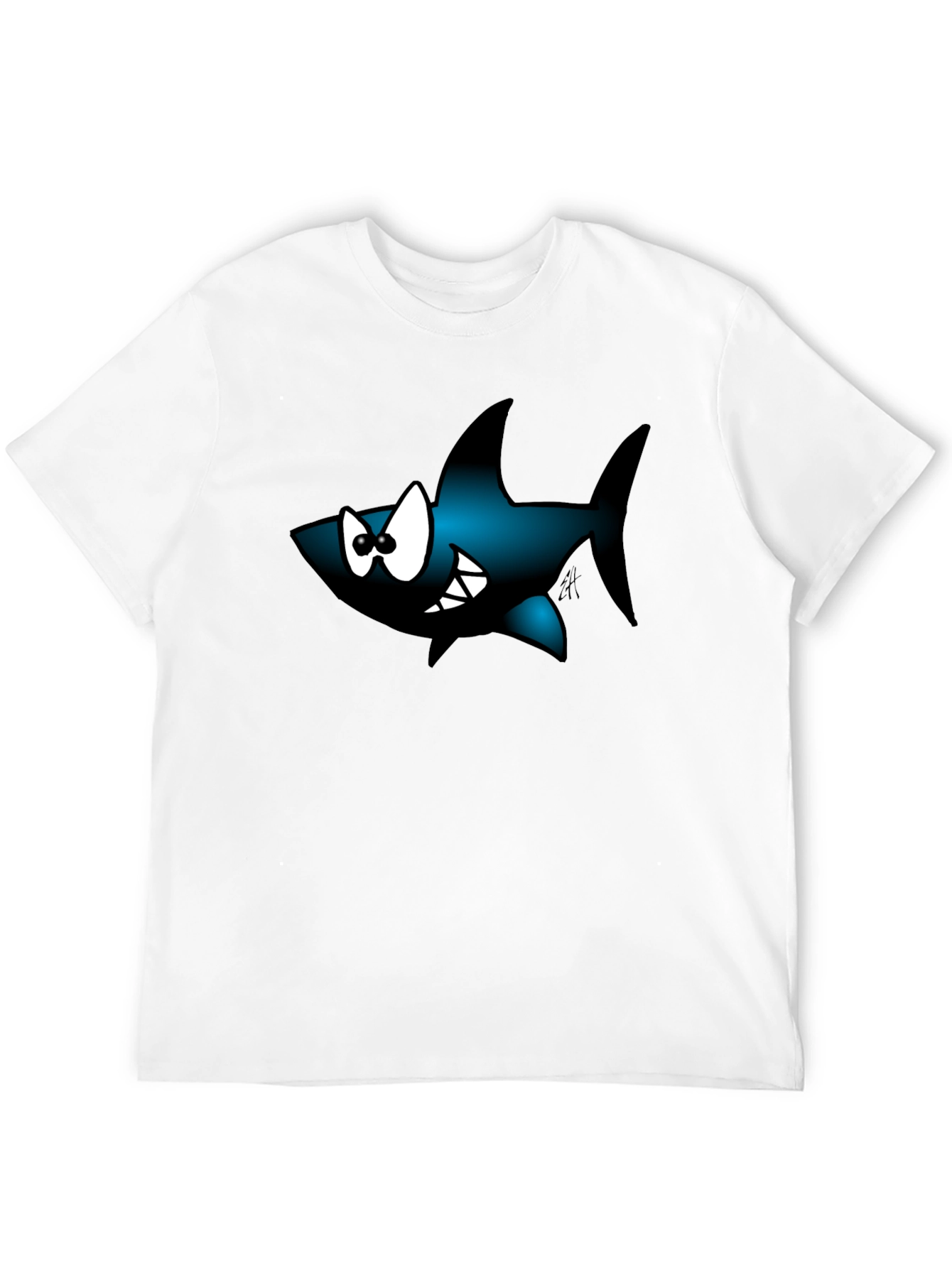 Cartoon Shark Graphic Tee - Black
