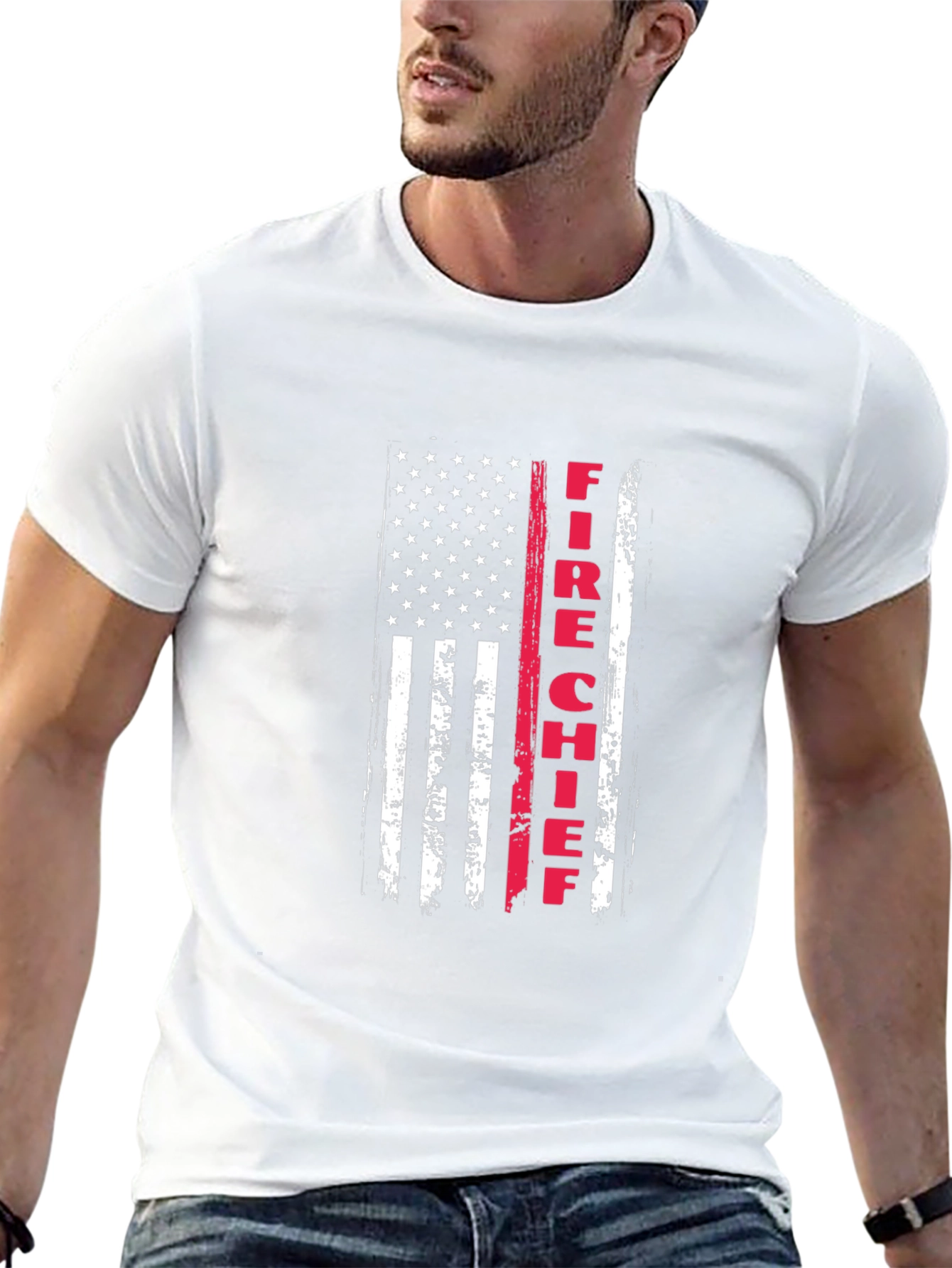 Fire Chief American Flag Graphic T-Shirt