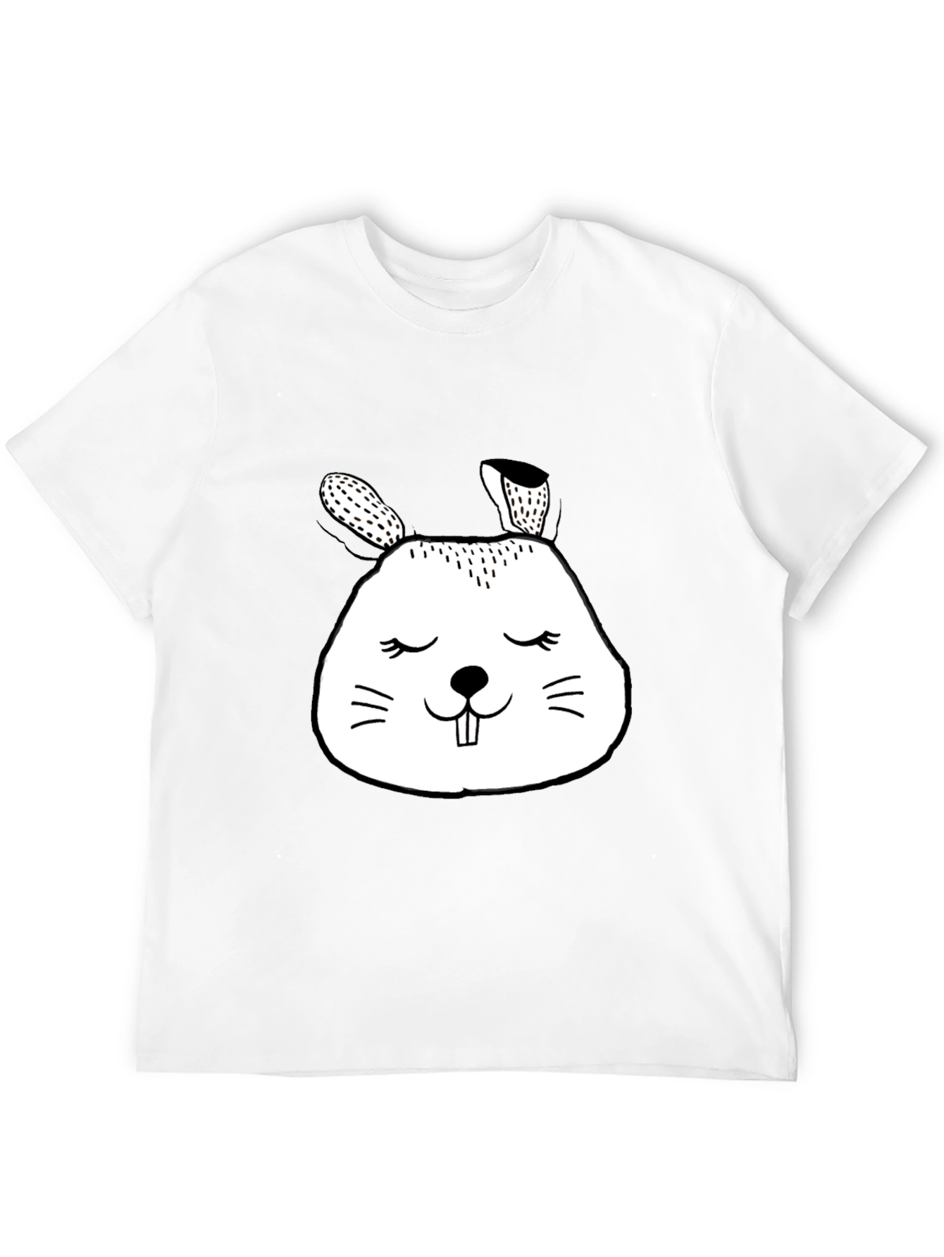 Cute Bunny Graphic Tee - Black Cotton Comfort