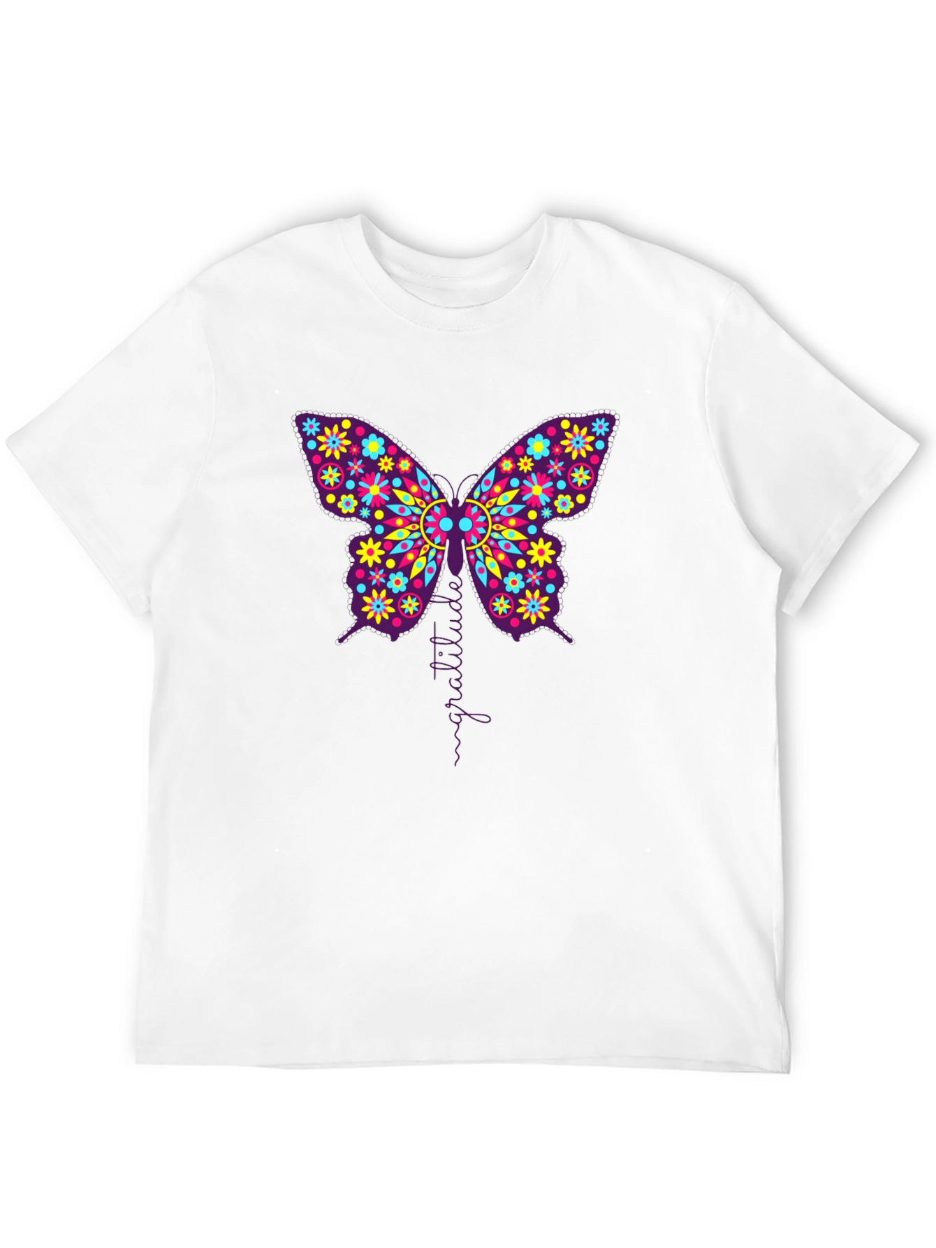 Butterfly Gratitude Graphic Black T-Shirt