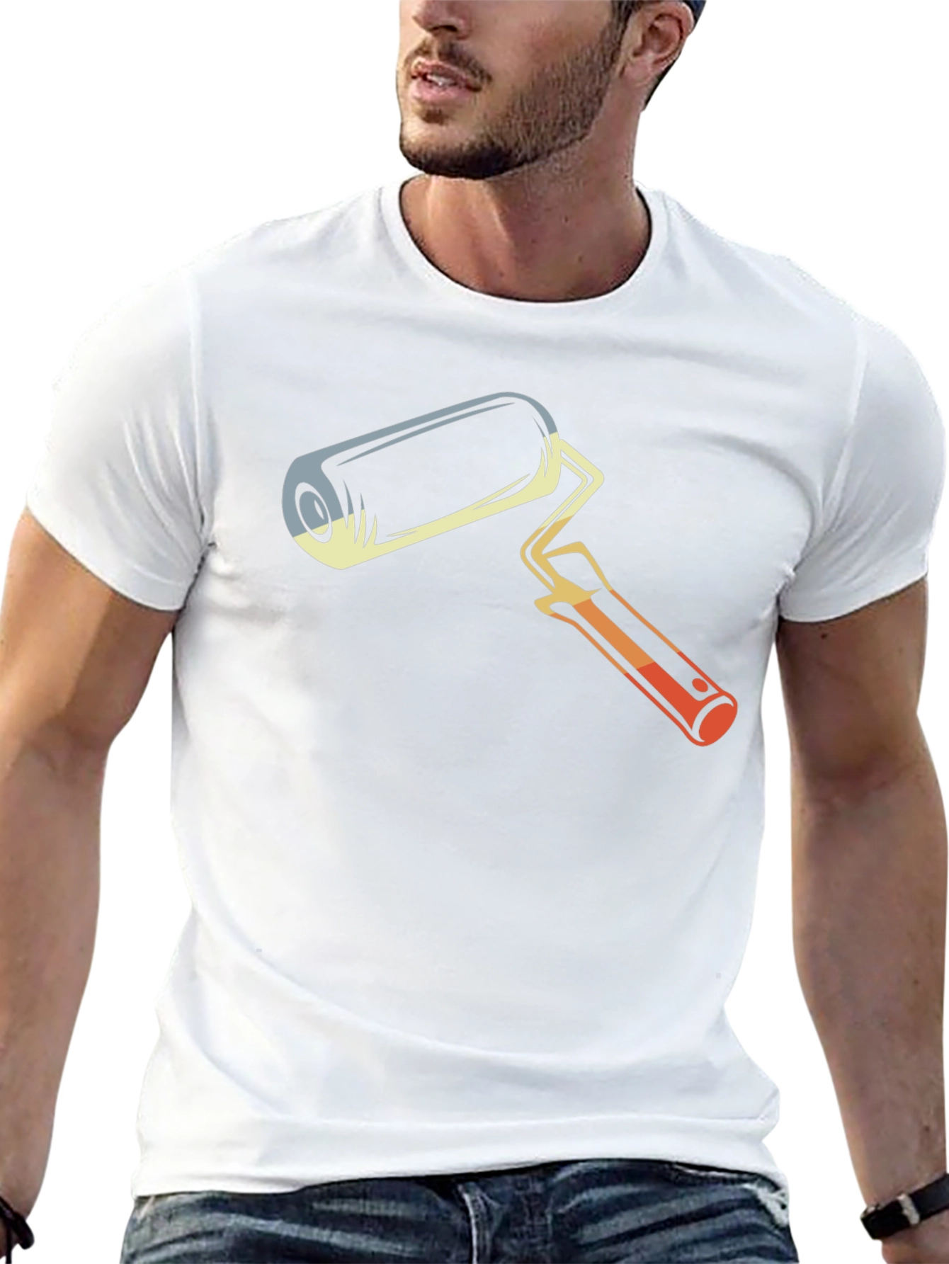 Retro Paint Roller Graphic T-Shirt - Artistic Design