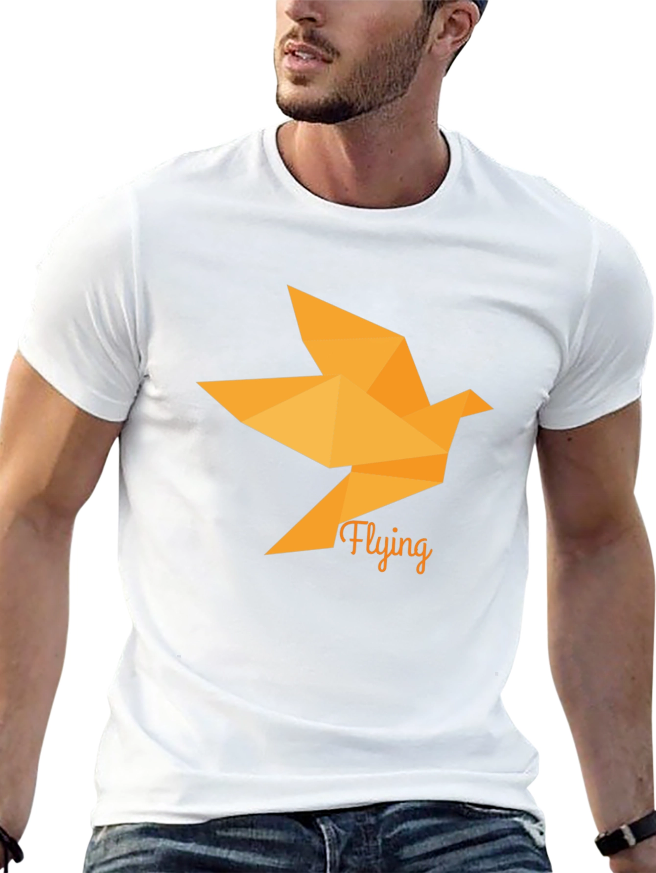 Origami Bird Graphic Black T-Shirt