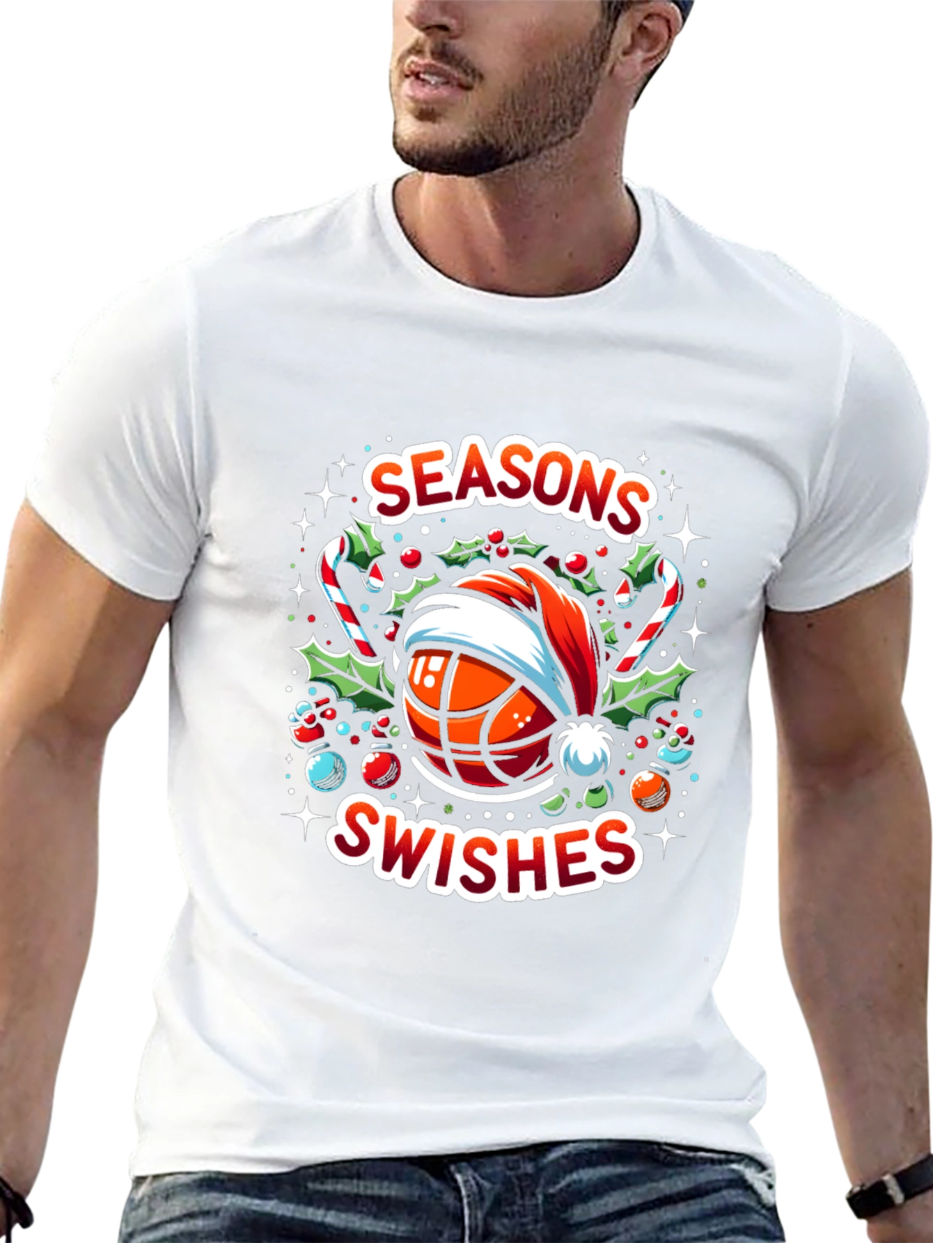 Seasons Swishes Holiday Basketball T-Shirt