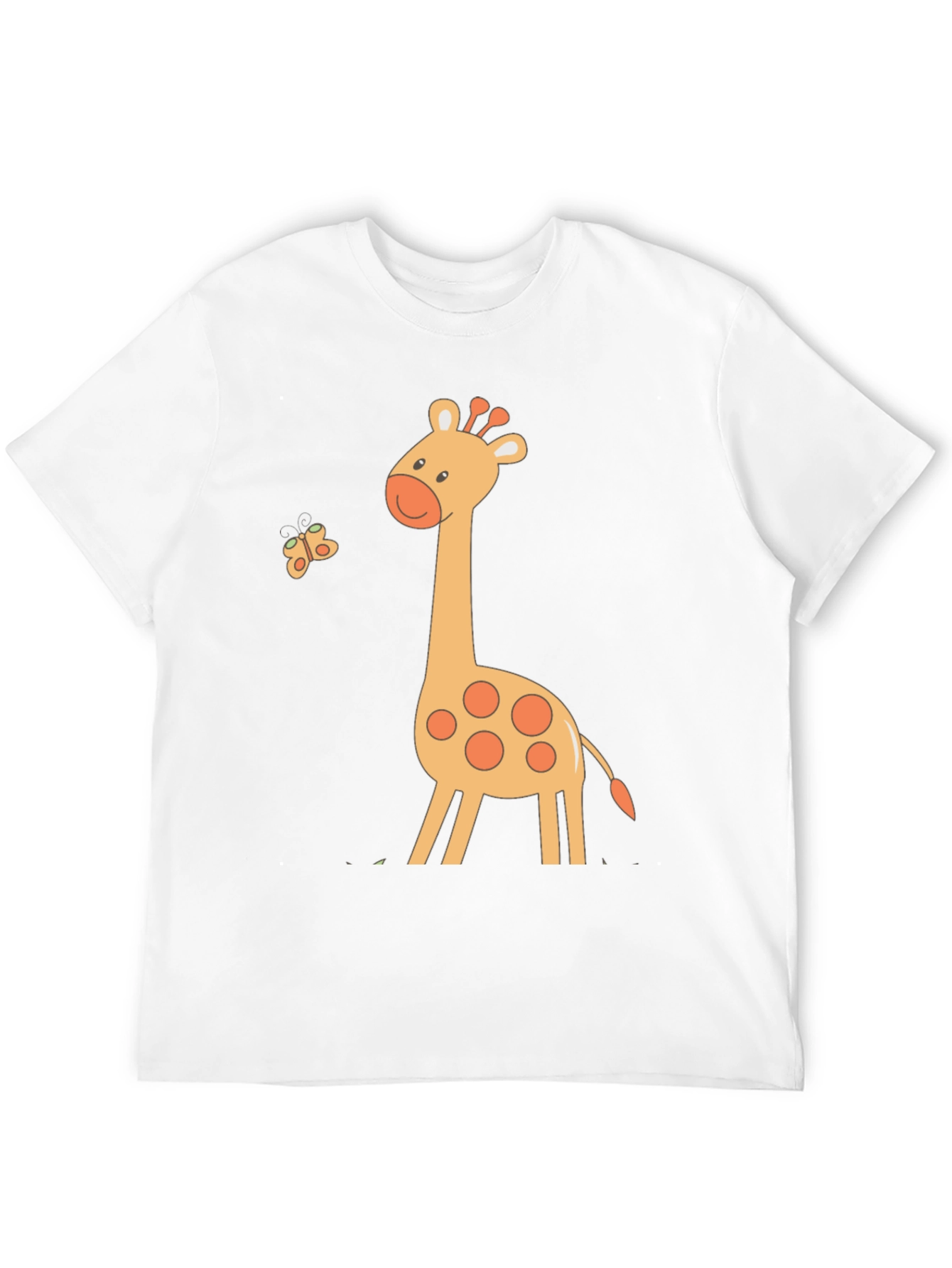 Cute Giraffe & Butterfly Black T-Shirt