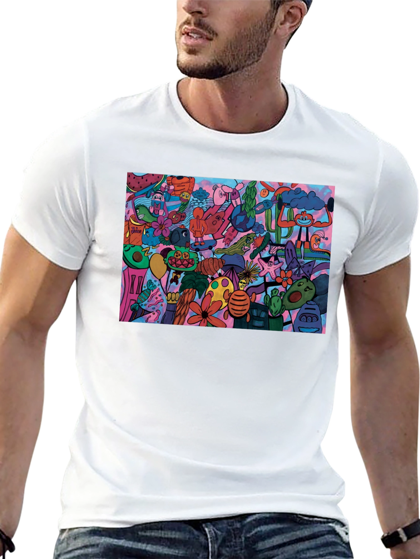 Doodle Art Graphic Print T-Shirt