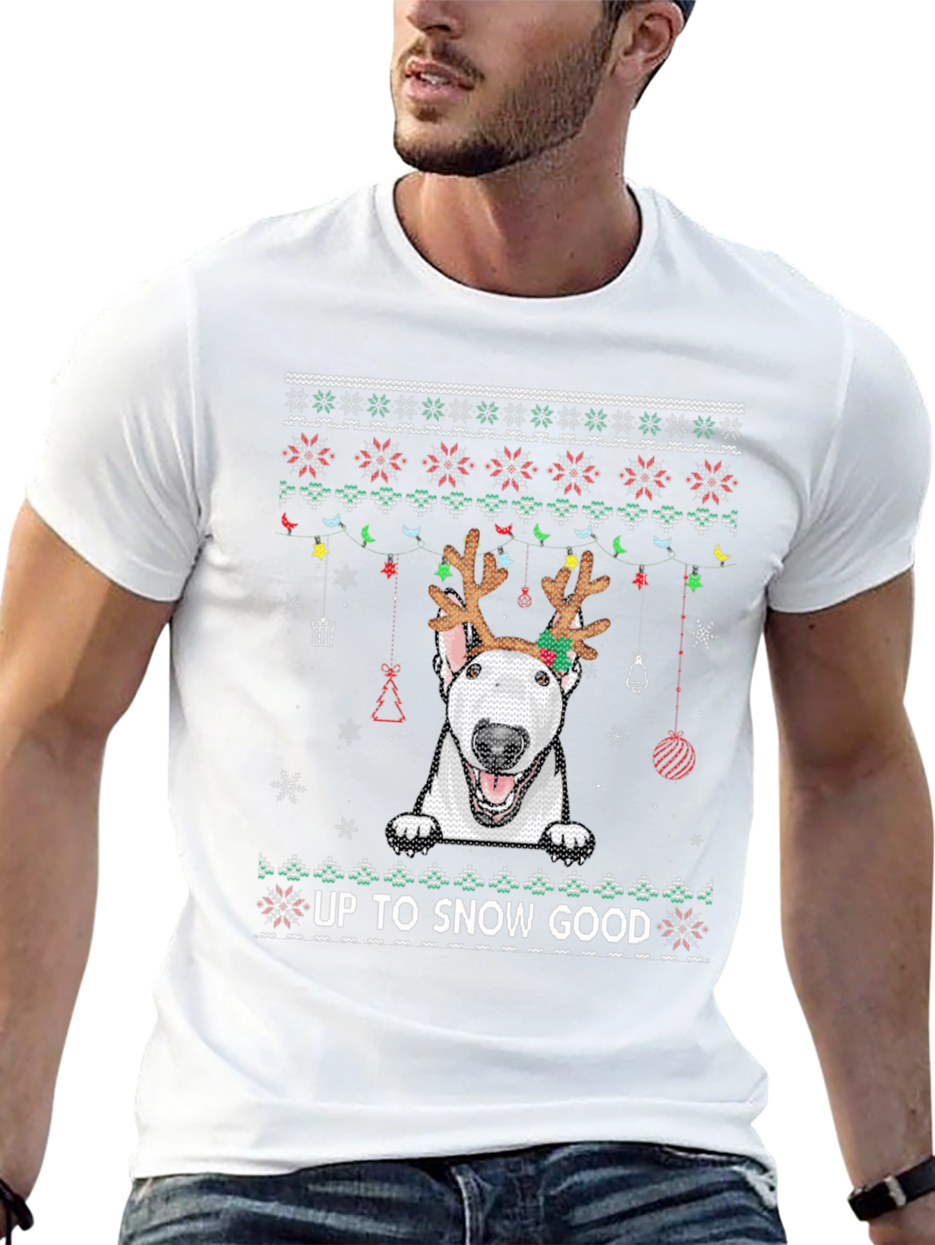 Up to Snow Good Bull Terrier Christmas T-Shirt
