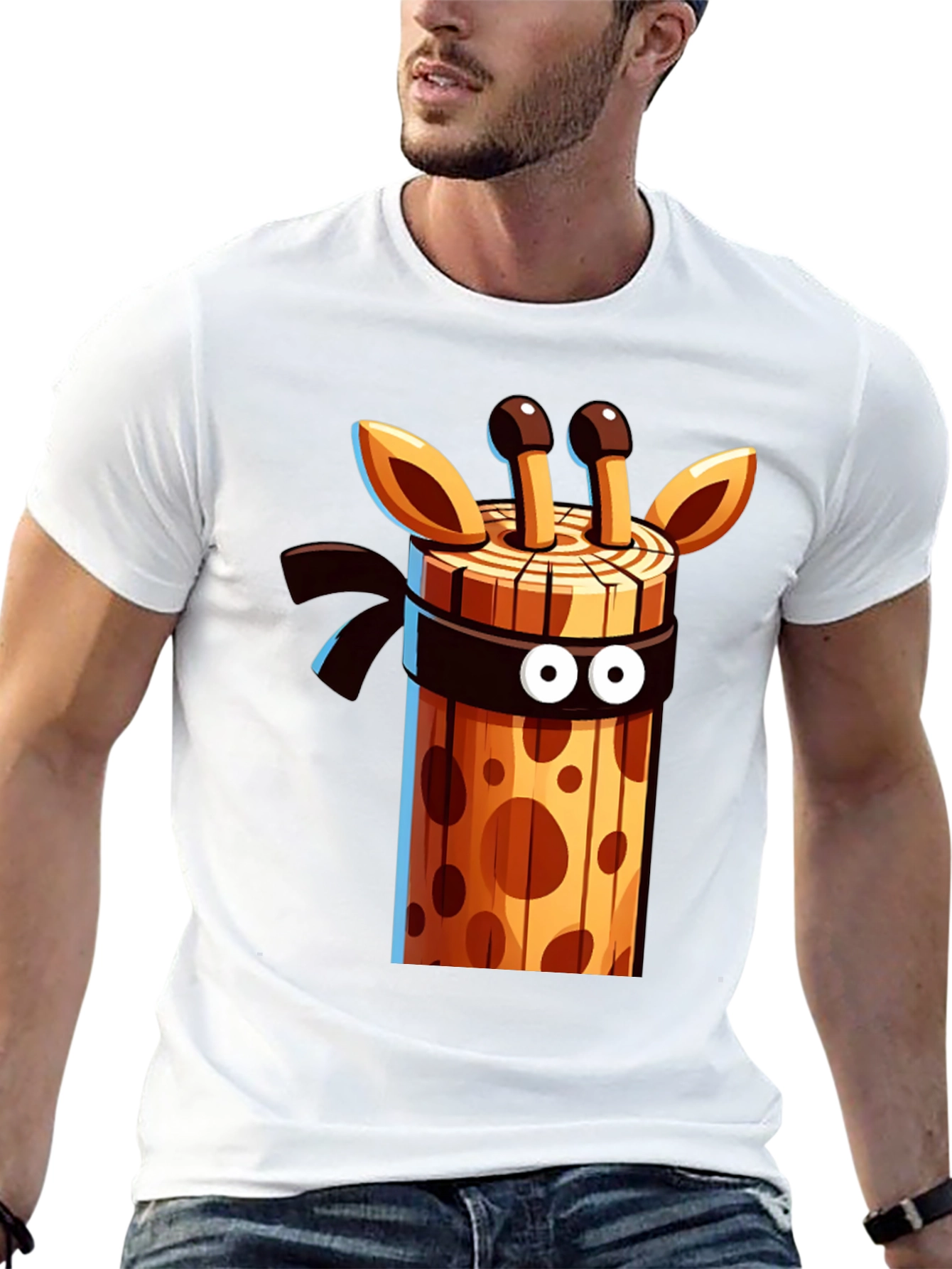 Ninja Giraffe Wooden Style Graphic Tee