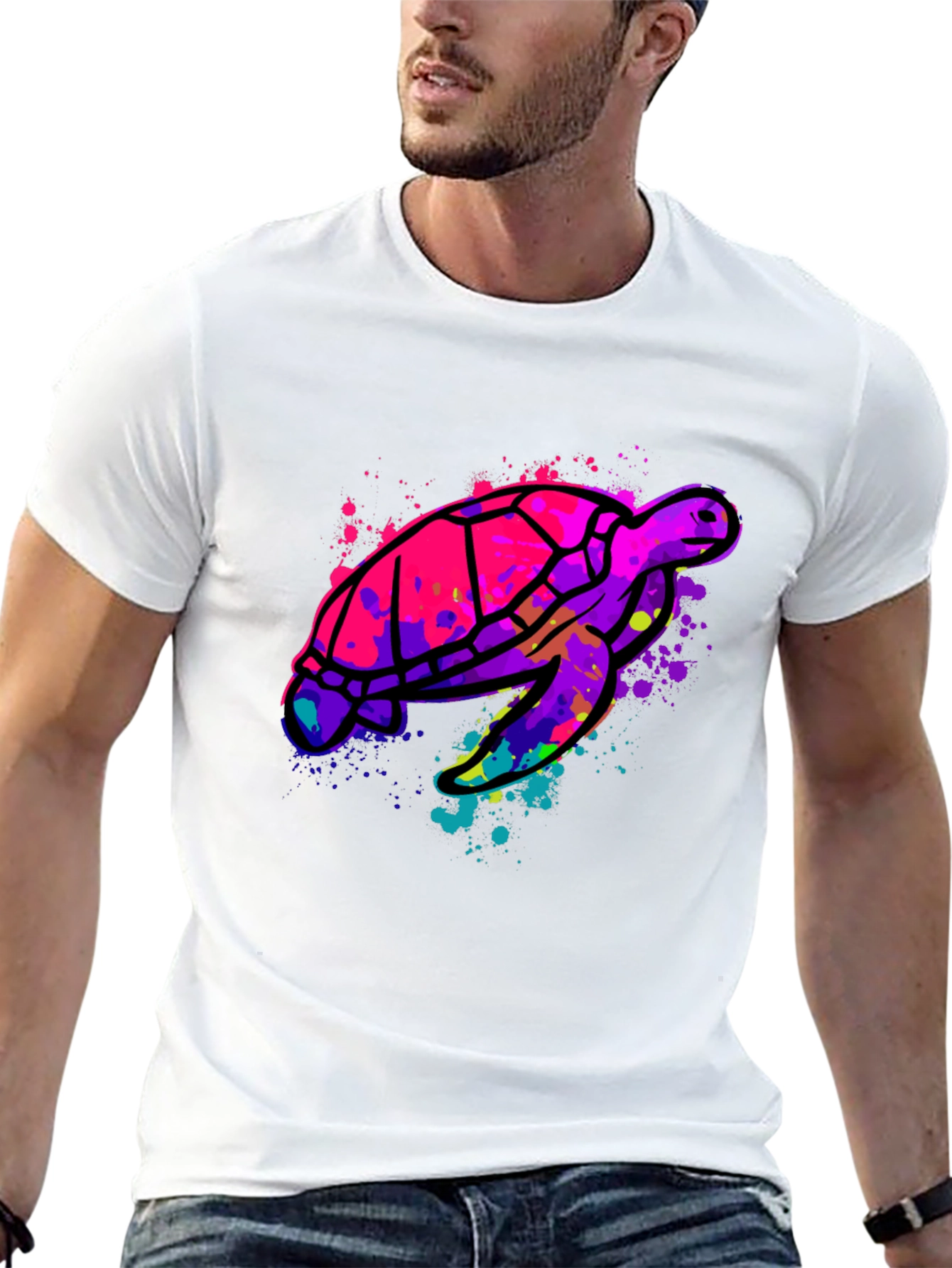 Vibrant Turtle Graphic T-Shirt - Artistic Design