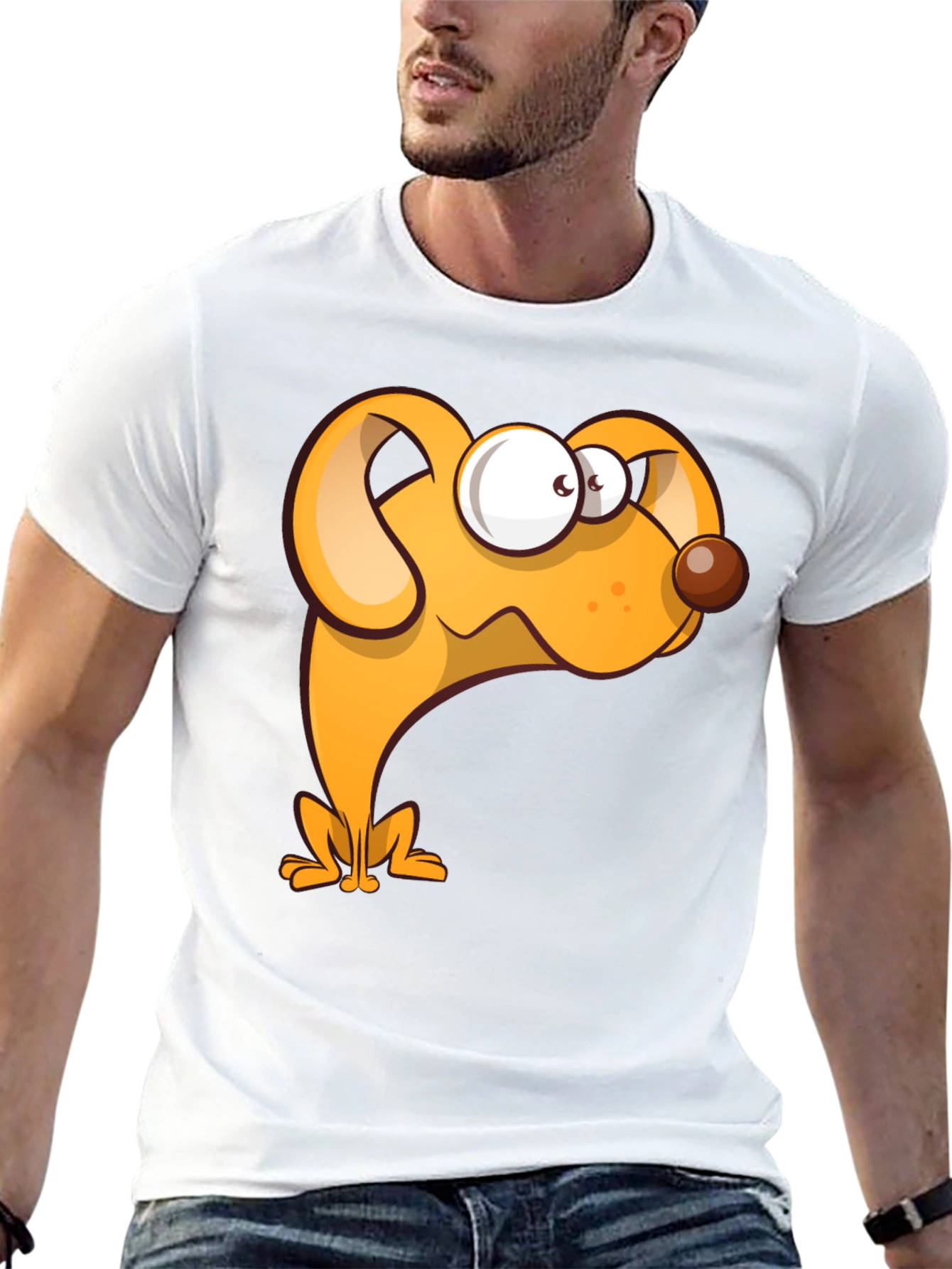 Funny Dog Cartoon Black T-Shirt