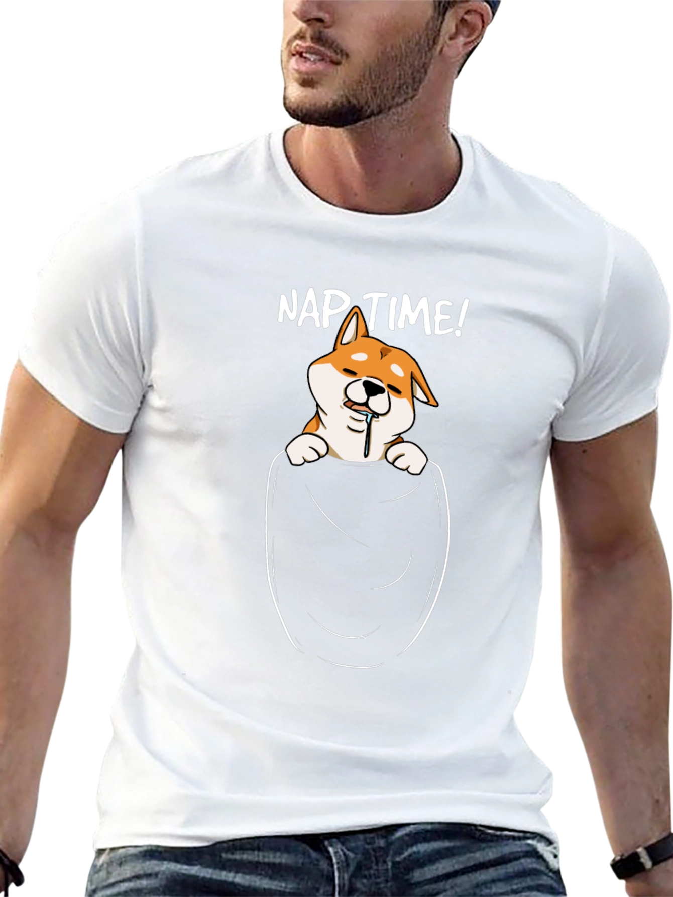 Nap Time Shiba Inu Pocket Tee
