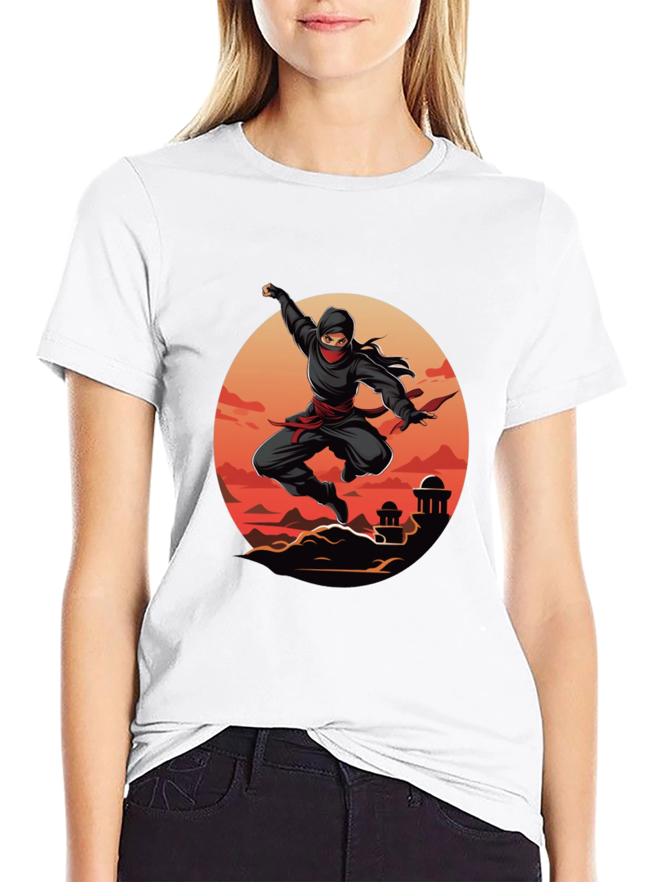 Ninja Warrior Graphic Tee - Black Cotton T-Shirt