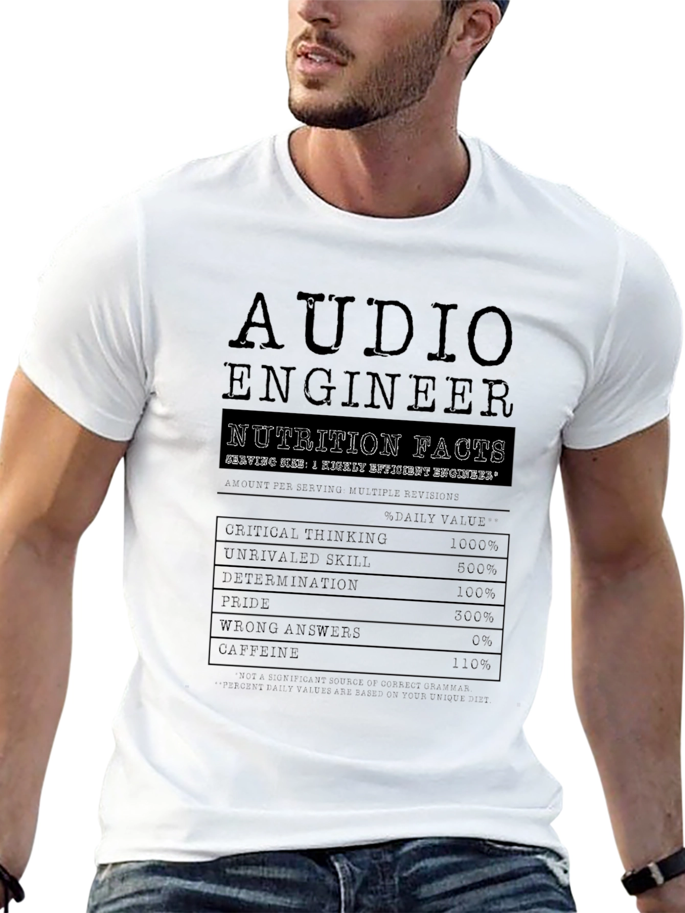 Audio Engineer Nutrition Facts Black T-Shirt