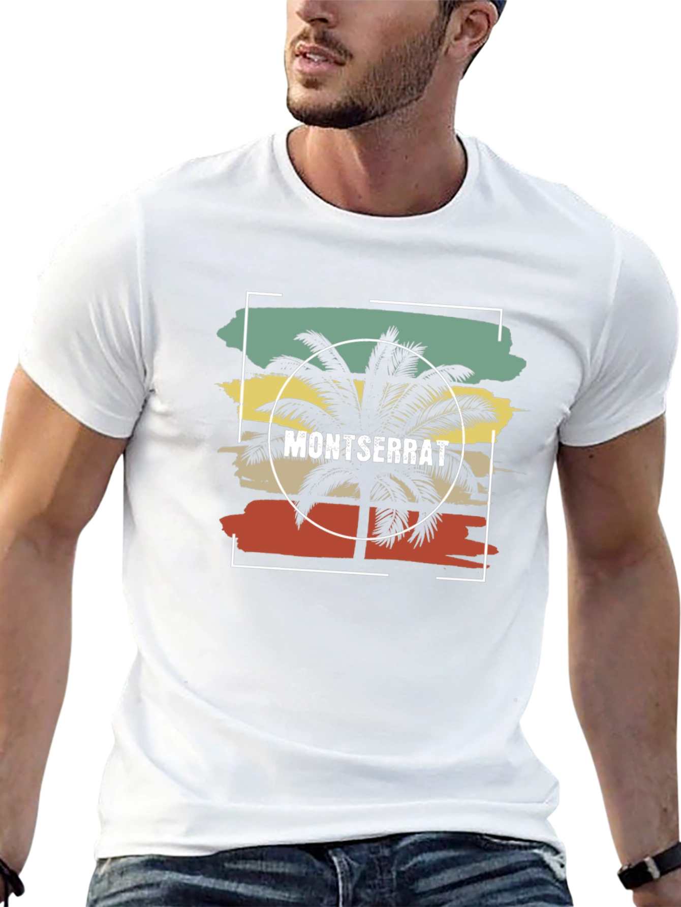 Montserrat Palm Tree Retro Graphic Tee - Black