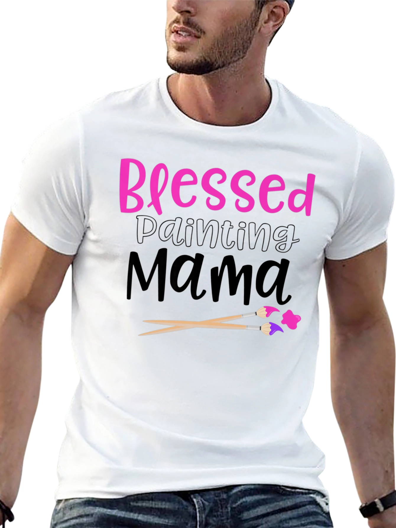 Blessed Painting Mama Black Graphic T-Shirt