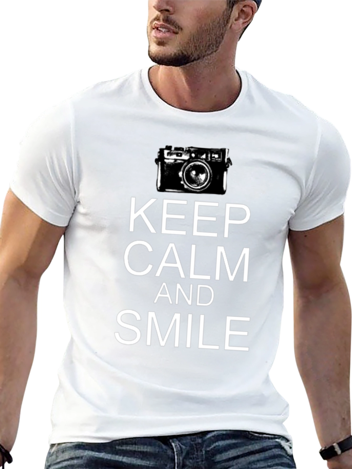 Keep Calm & Smile Camera T-Shirt