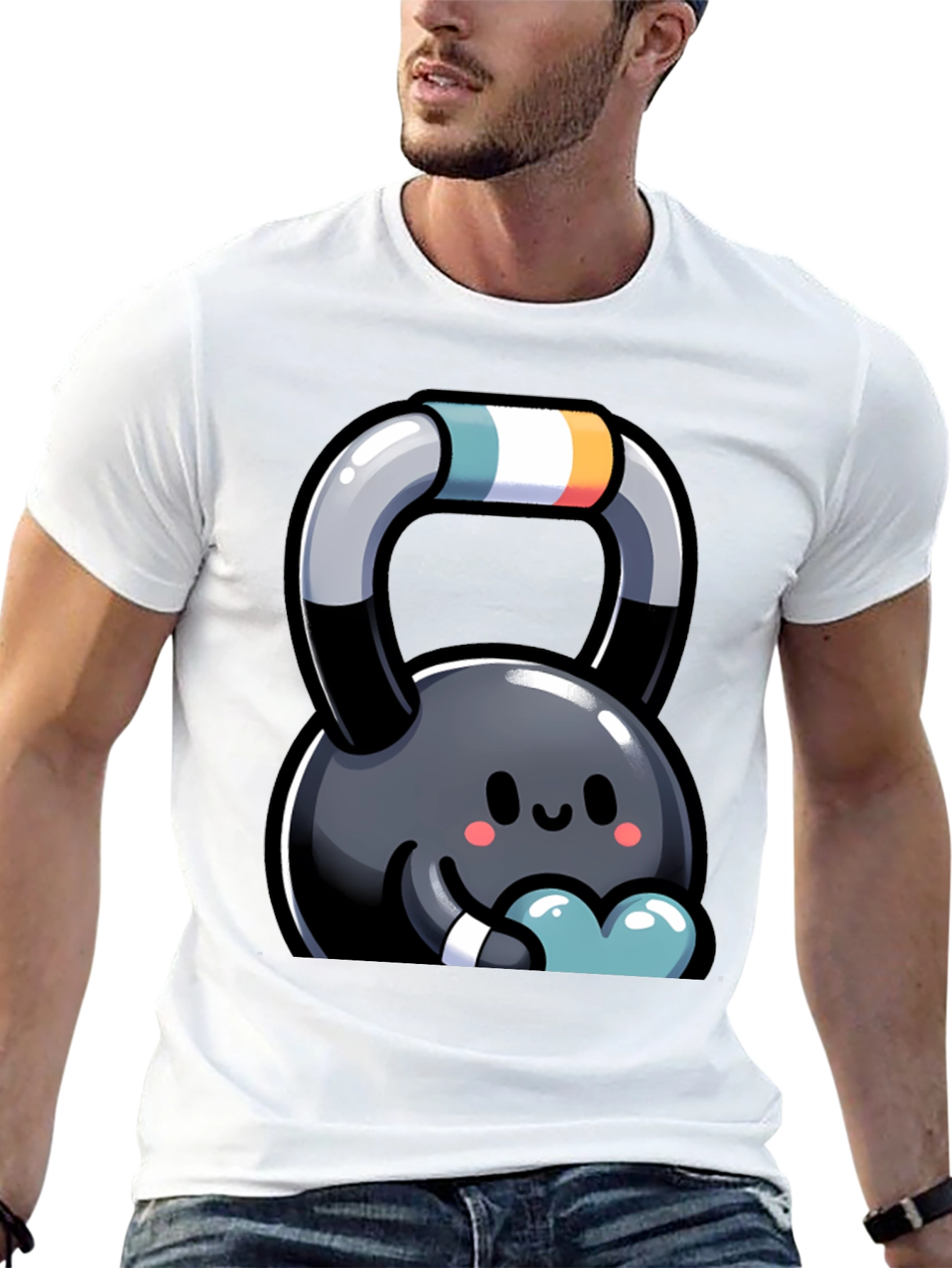 Cute Kettlebell Cartoon Graphic Tee