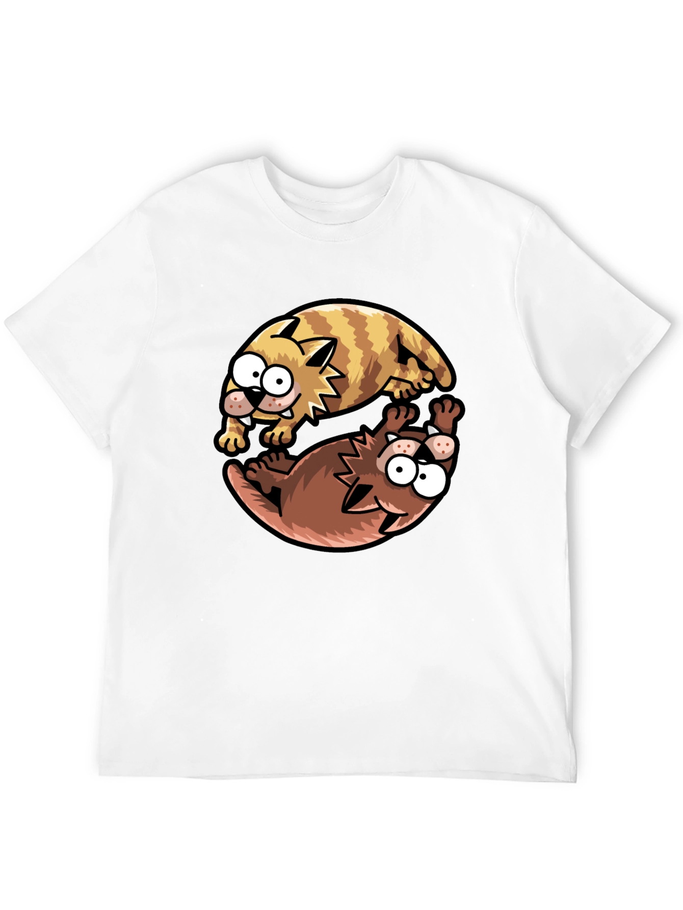Yin Yang Cats Graphic T-Shirt - Black Cotton Tee