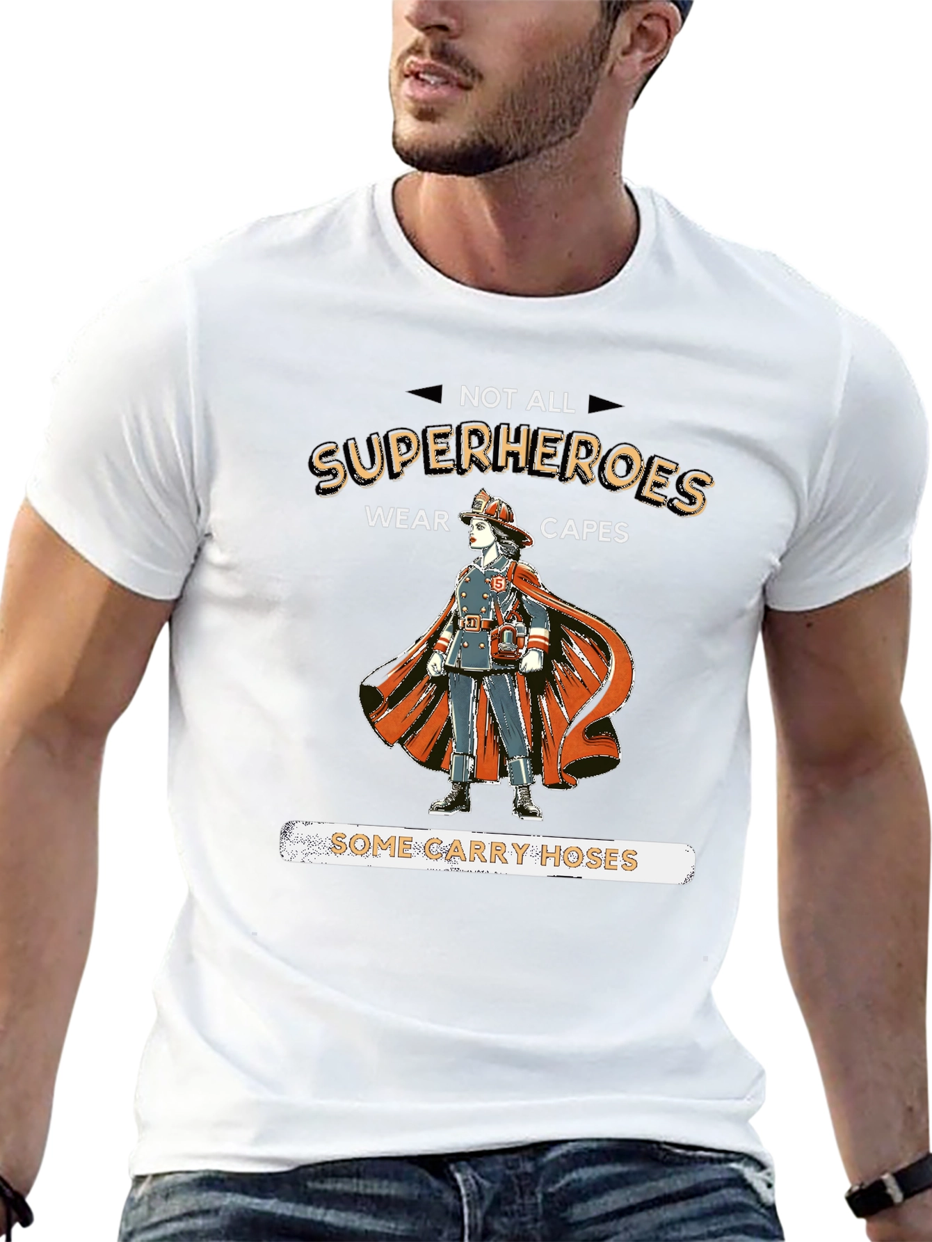 Firefighter Superheroes Graphic T-Shirt