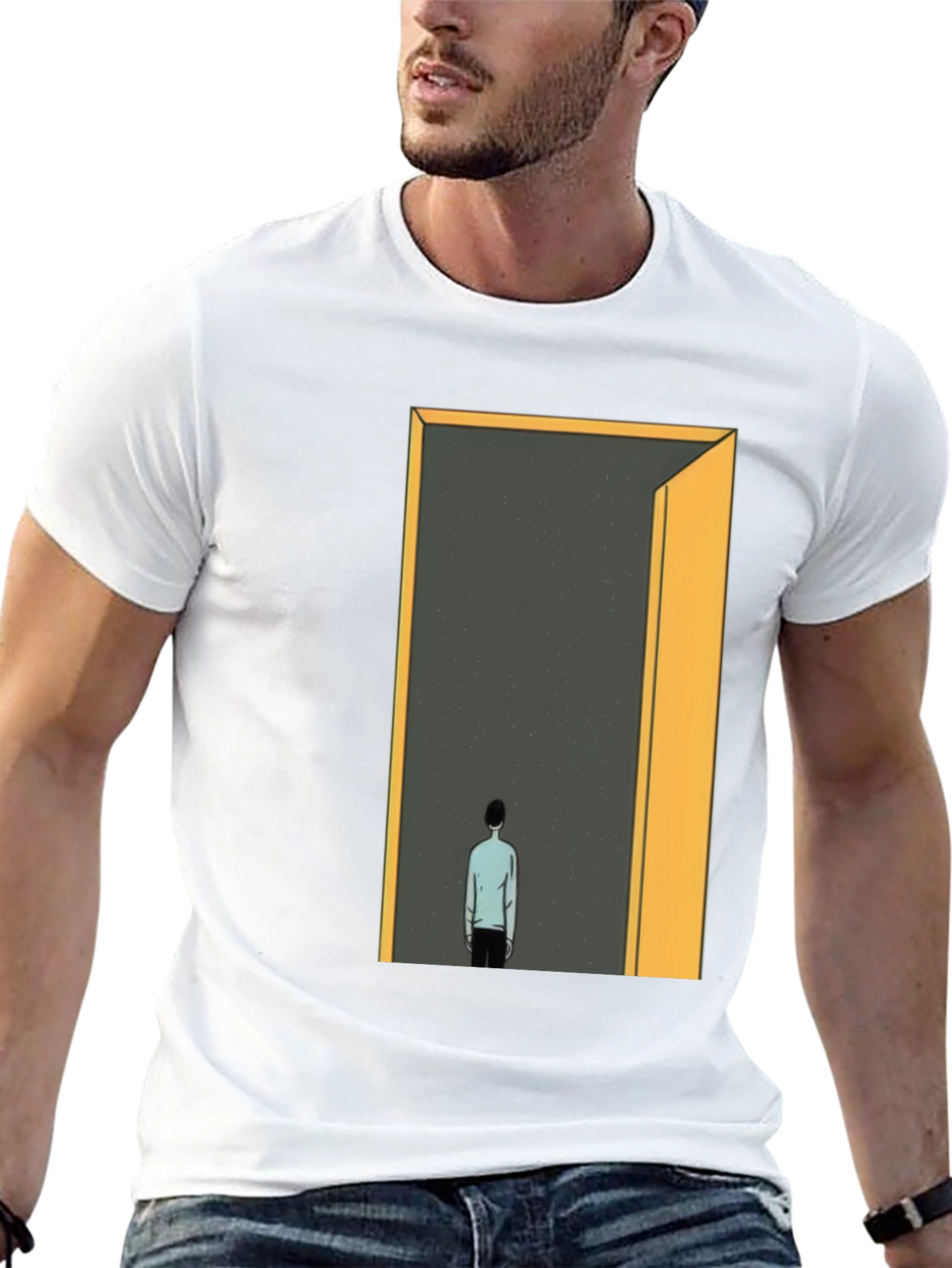 Existential T-Shirt: Man at Doorway to Space