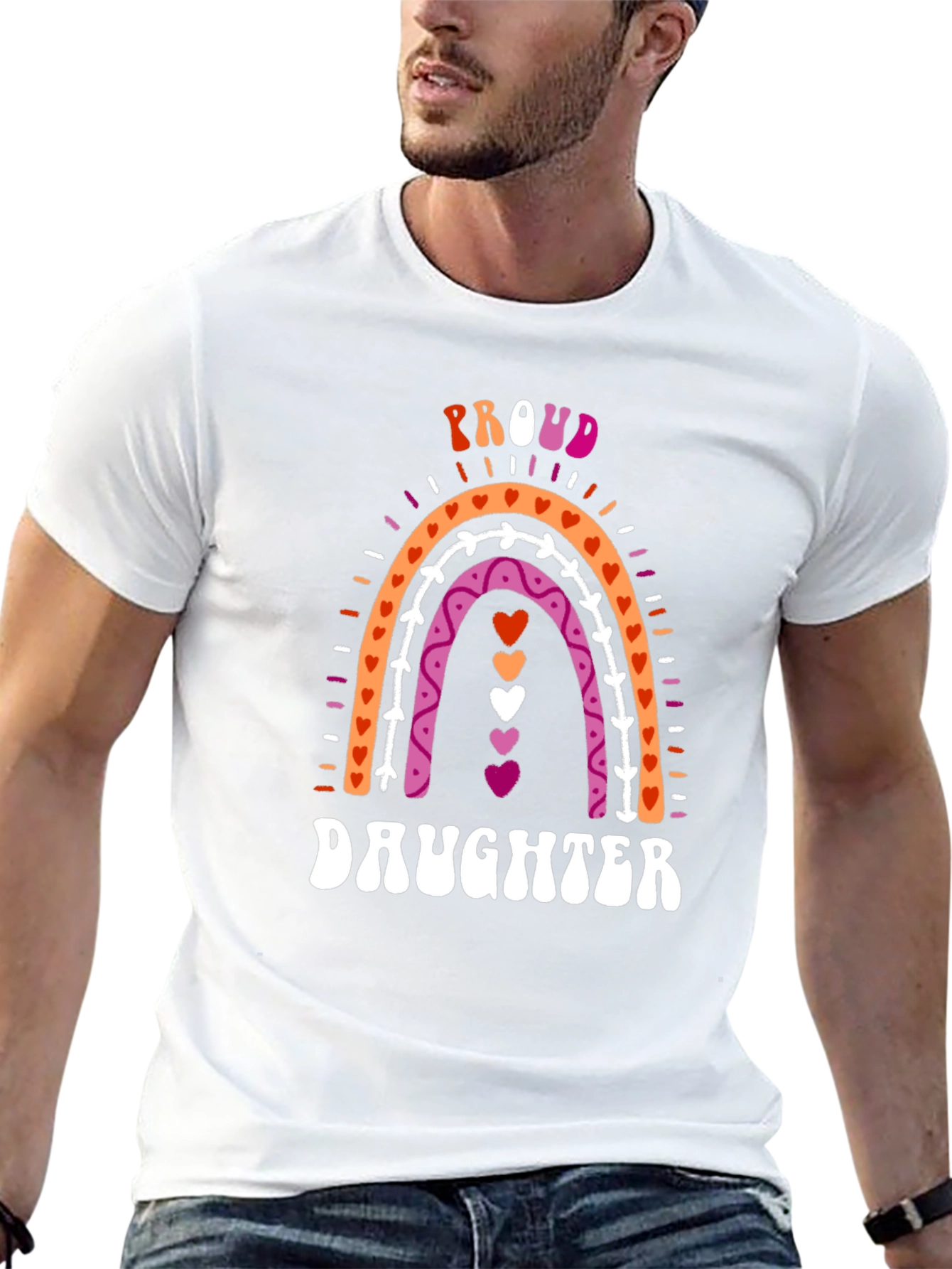 Proud Lesbian Daughter Rainbow Graphic Tee