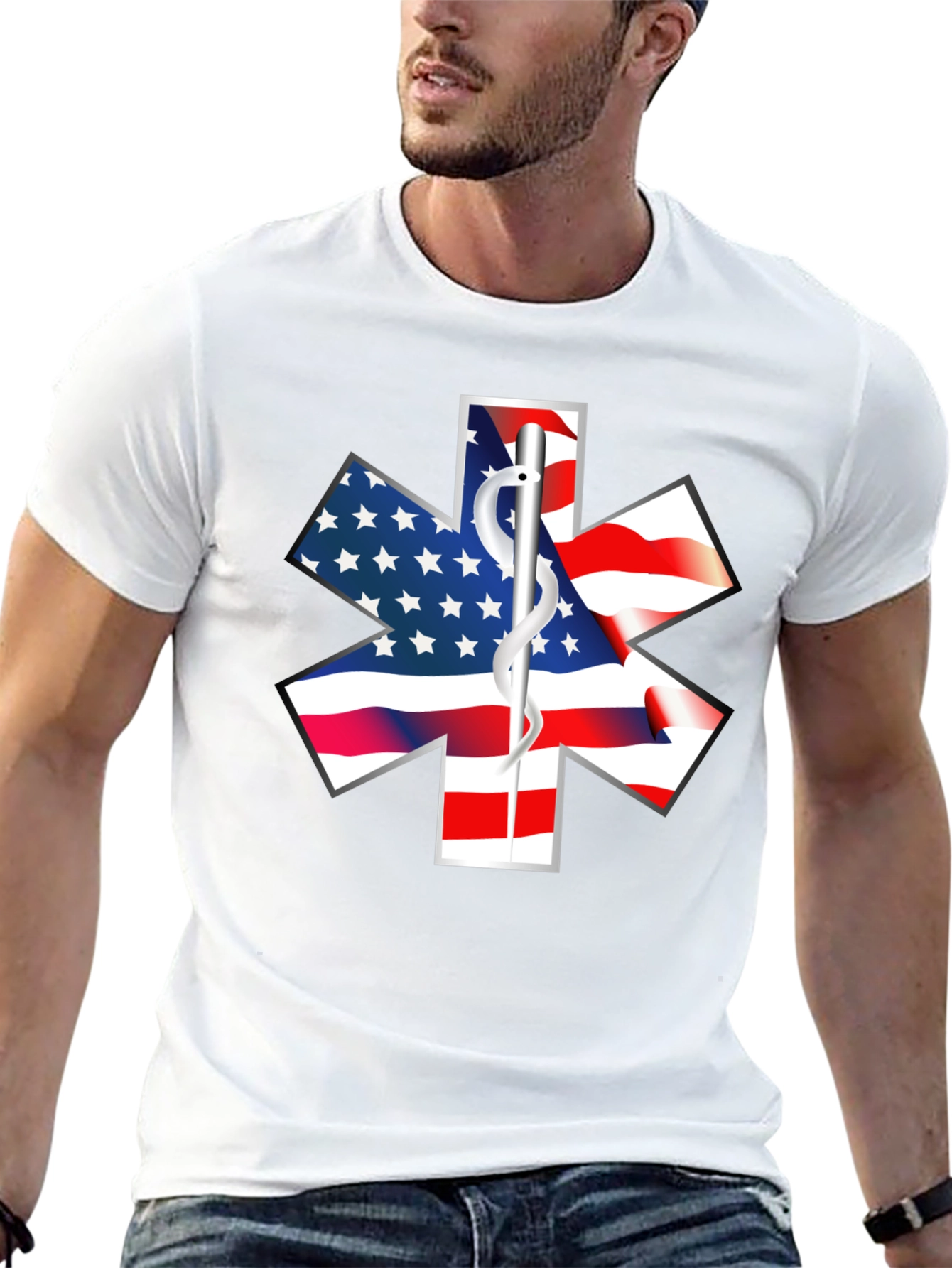 American Flag Star of Life EMS T-Shirt