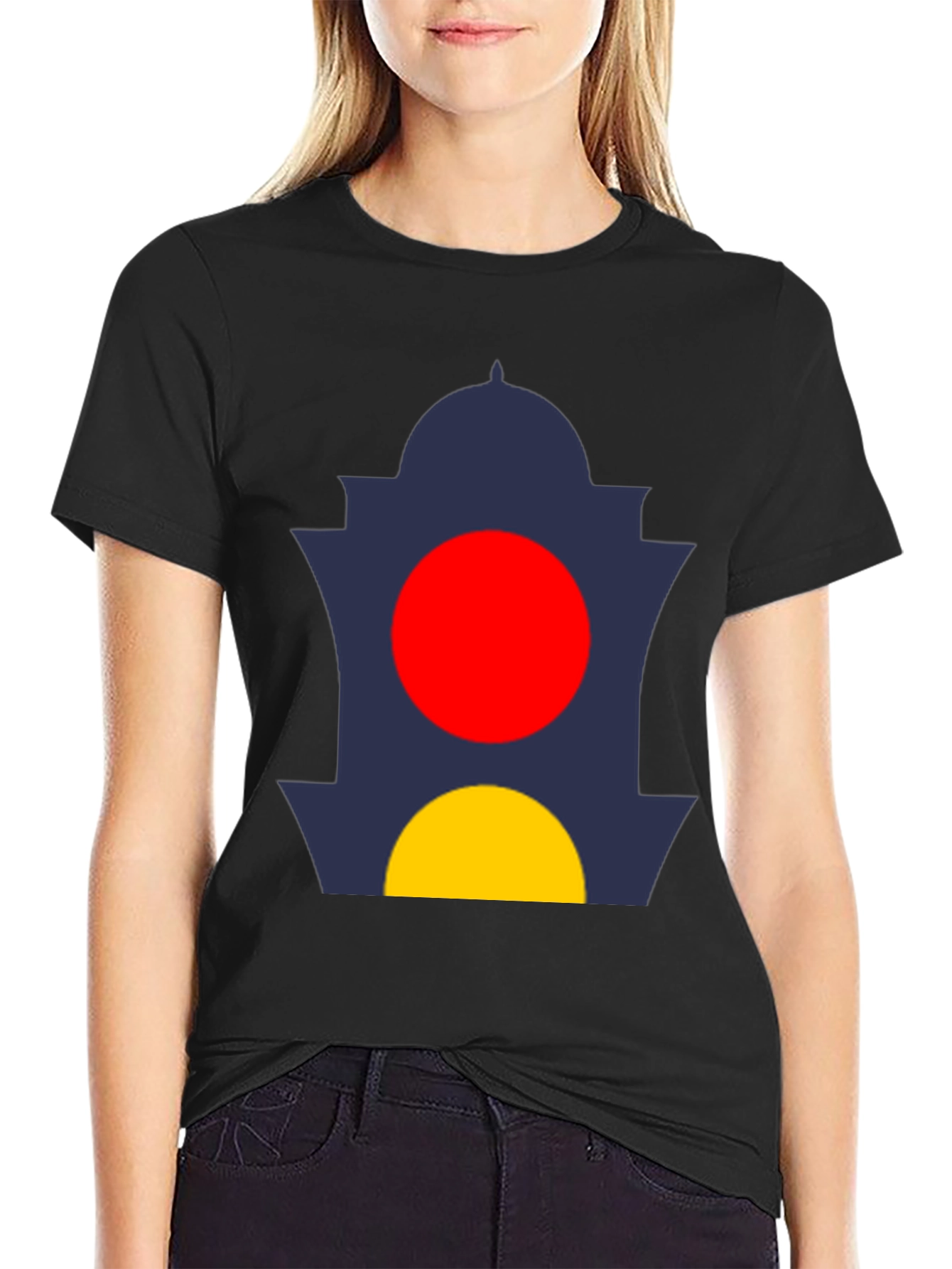 Abstract Design Tee: Graphic Print Black T-Shirt
