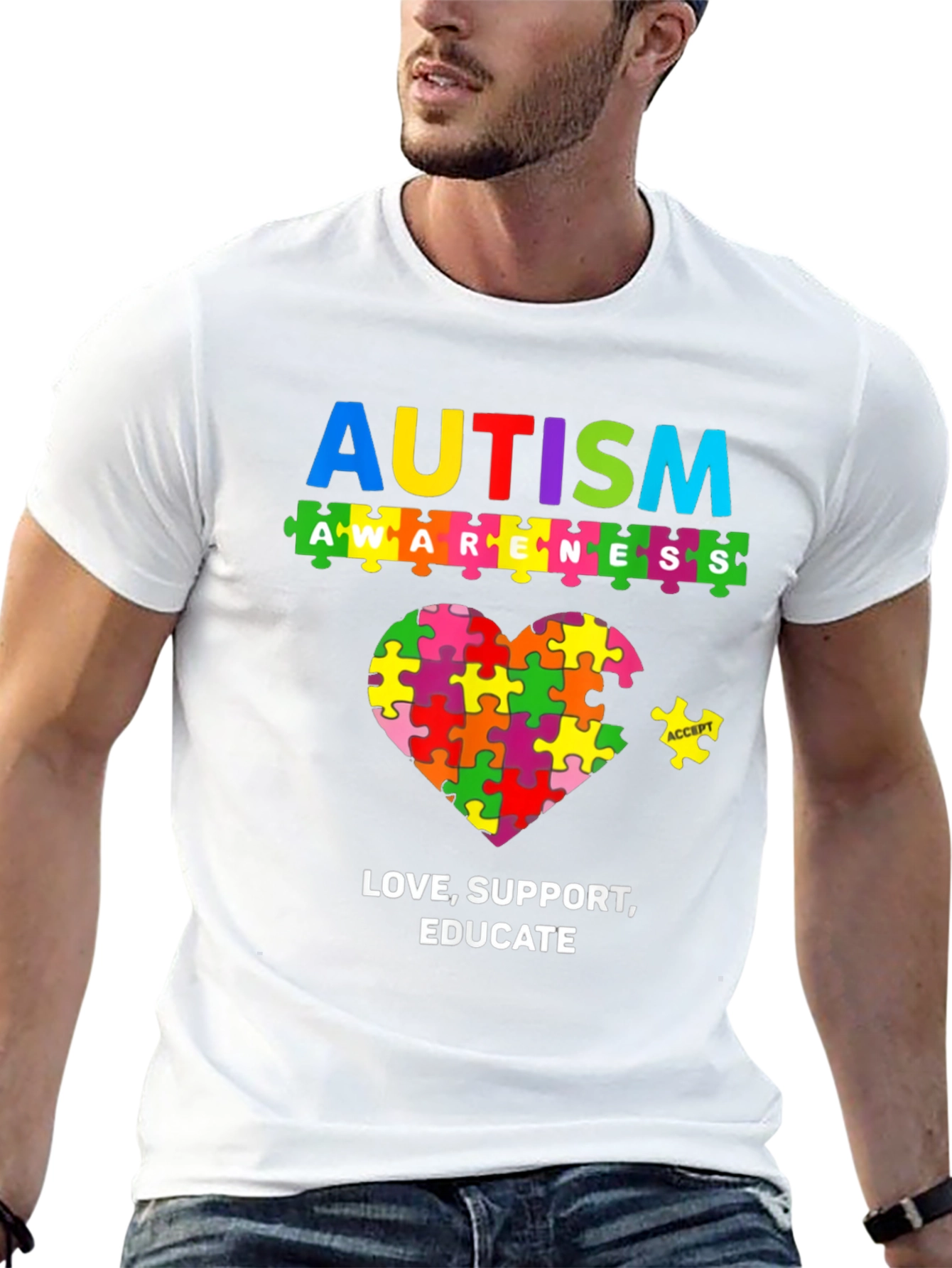 Autism Awareness Puzzle Heart Graphic T-Shirt