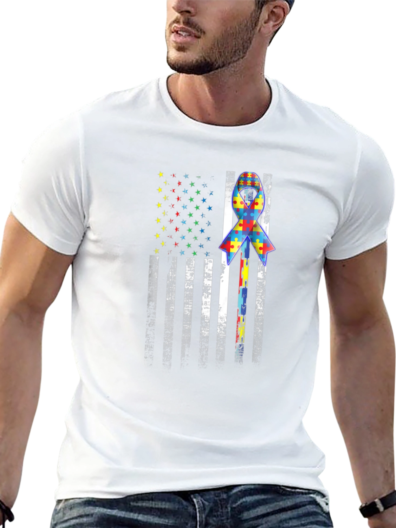 Autism Awareness USA Flag T-Shirt