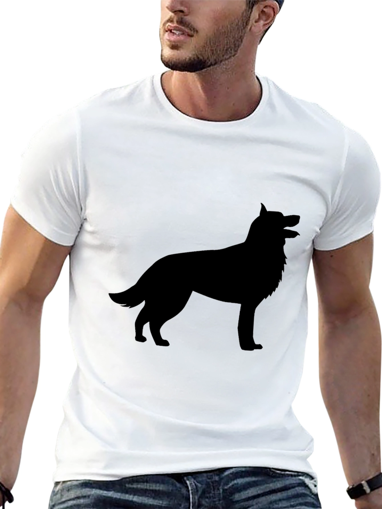 Mens Black Dog Silhouette Graphic Tee