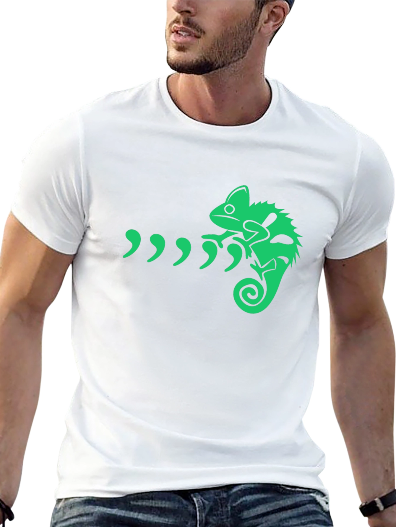 Green Chameleon Graphic T-Shirt - Unique Design