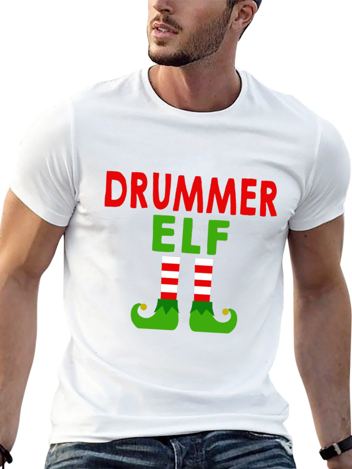 Drummer Elf T-Shirt - Festive Christmas Tee