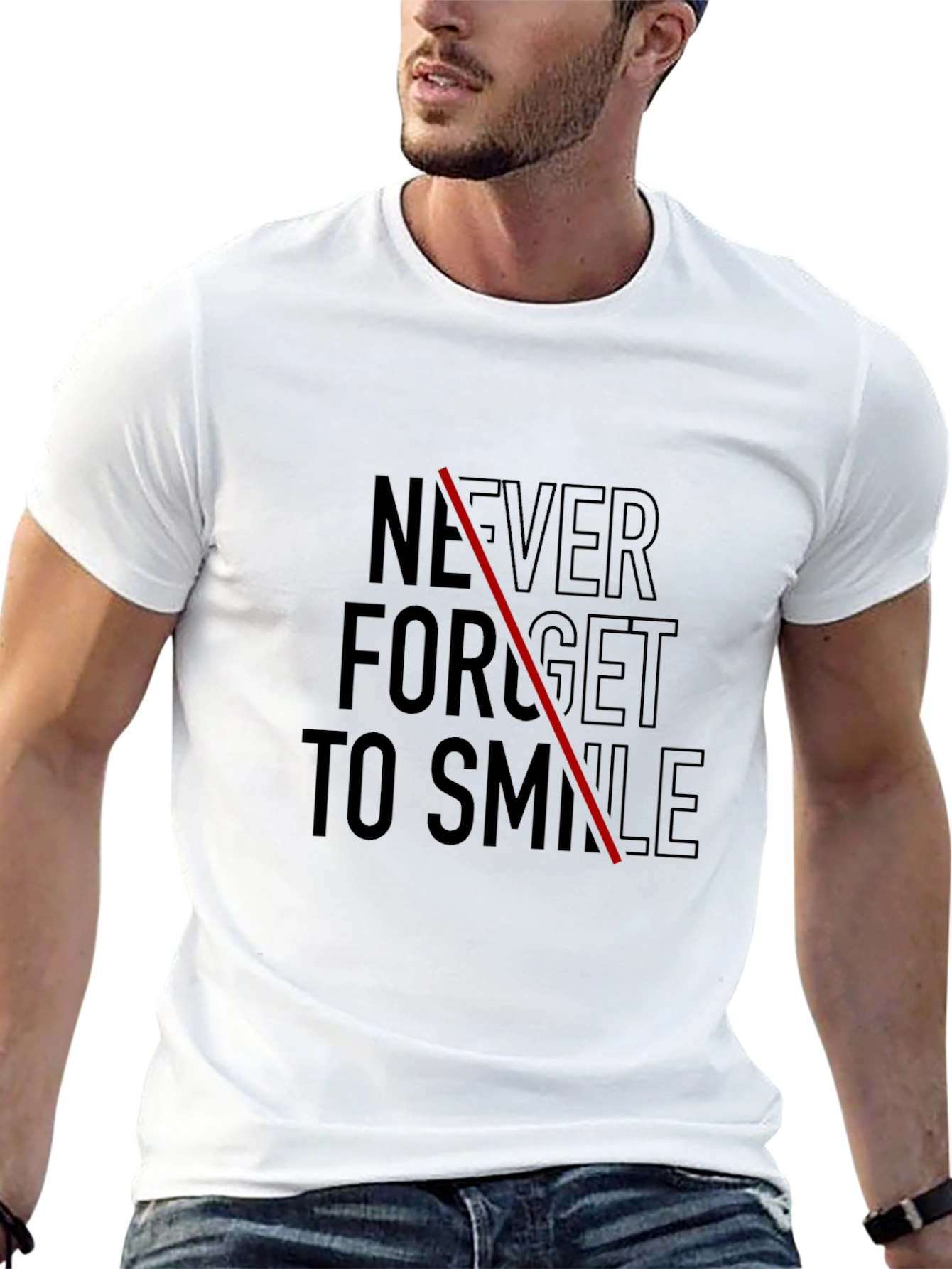 Never Forget To Smile Black Graphic Tee