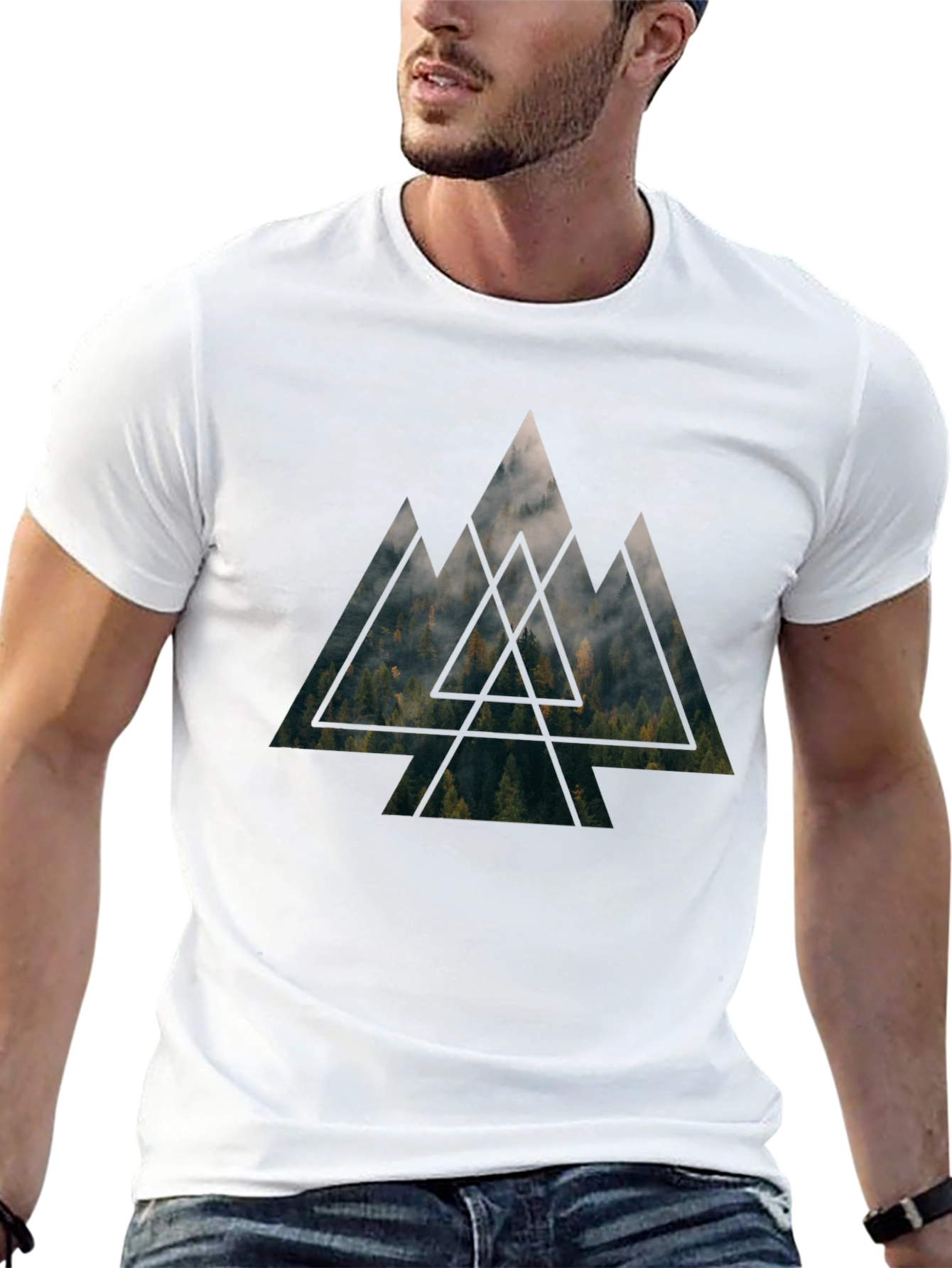 Mountain Forest Triangle Graphic Tee - Black