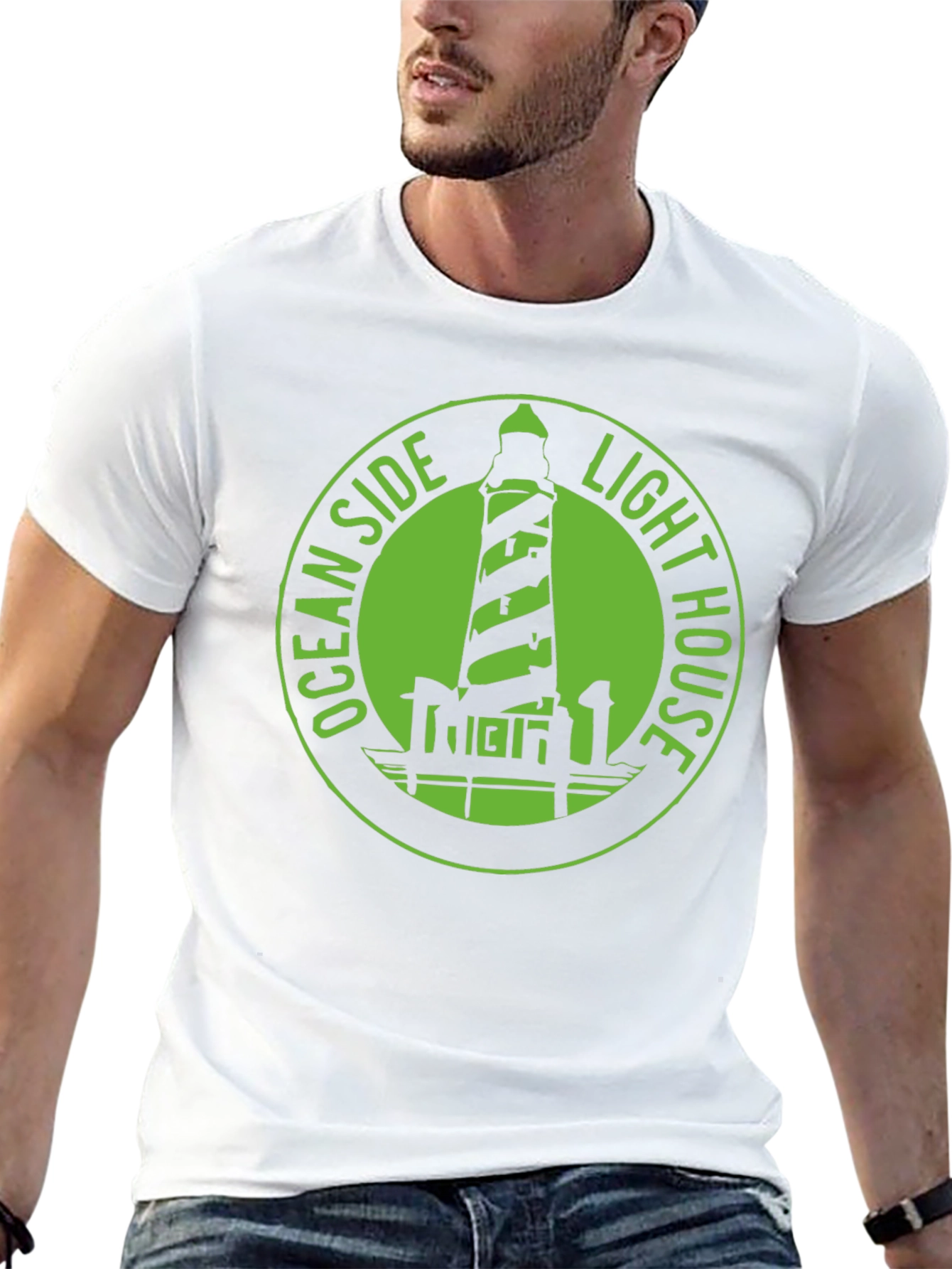 Ocean Side Lighthouse Graphic Tee - Classic Black