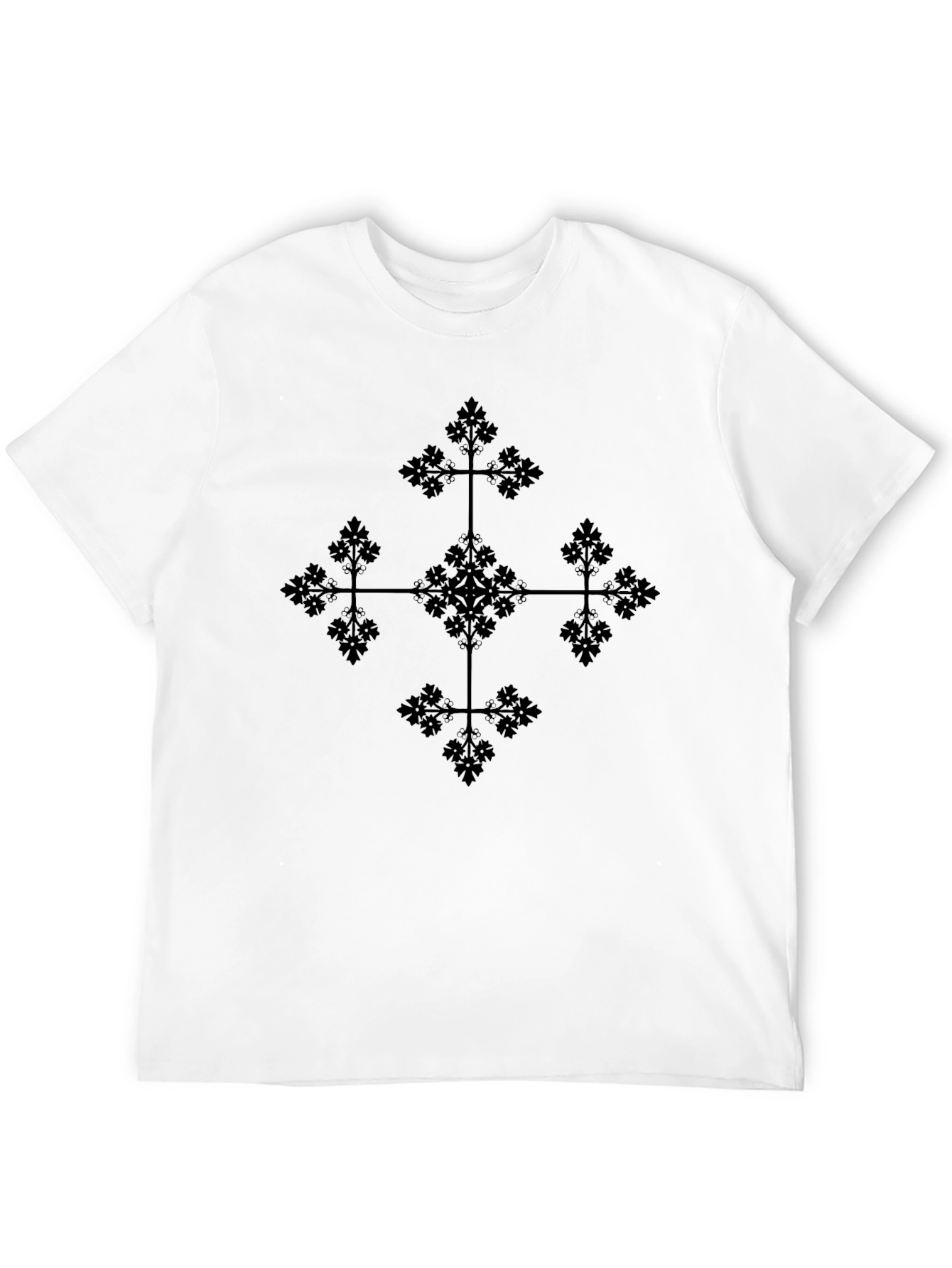 Black T-Shirt with Abstract Cross Design