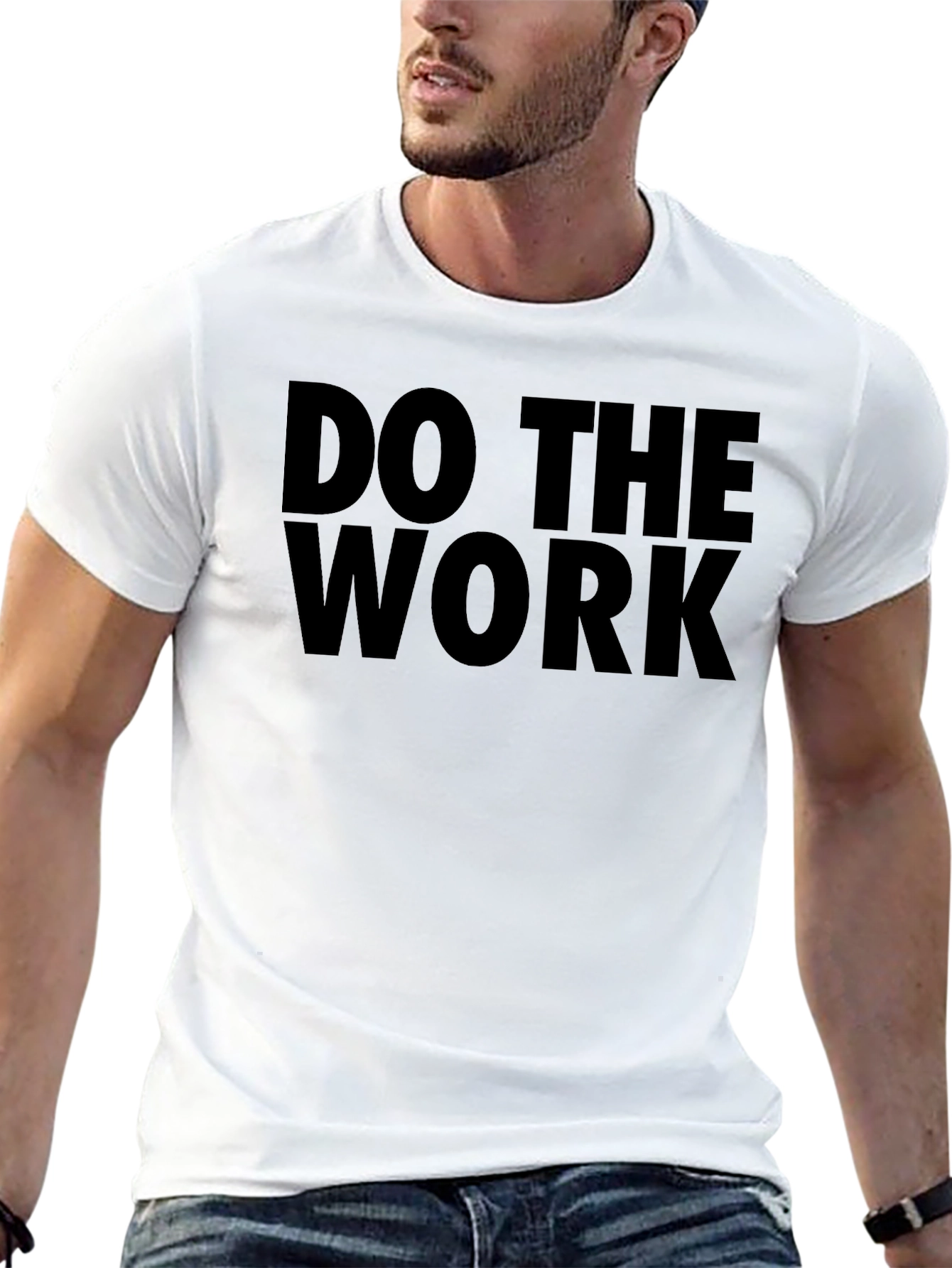 Motivational Do the Work Black Graphic T-Shirt