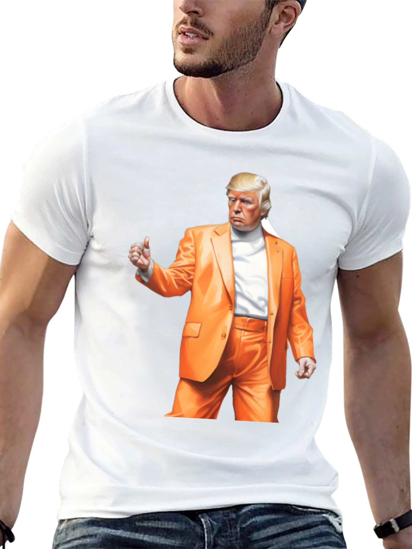 Trump Orange Suit Black T-Shirt