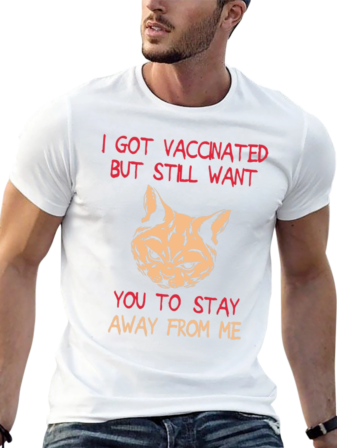 Vaccinated Cat T-Shirt - Stay Away Humor Tee