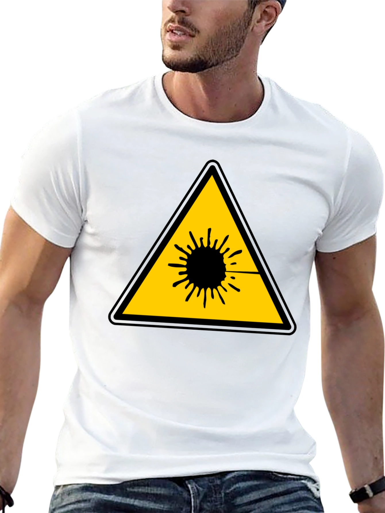 Laser Hazard Black T-Shirt - Warning Graphic Tee