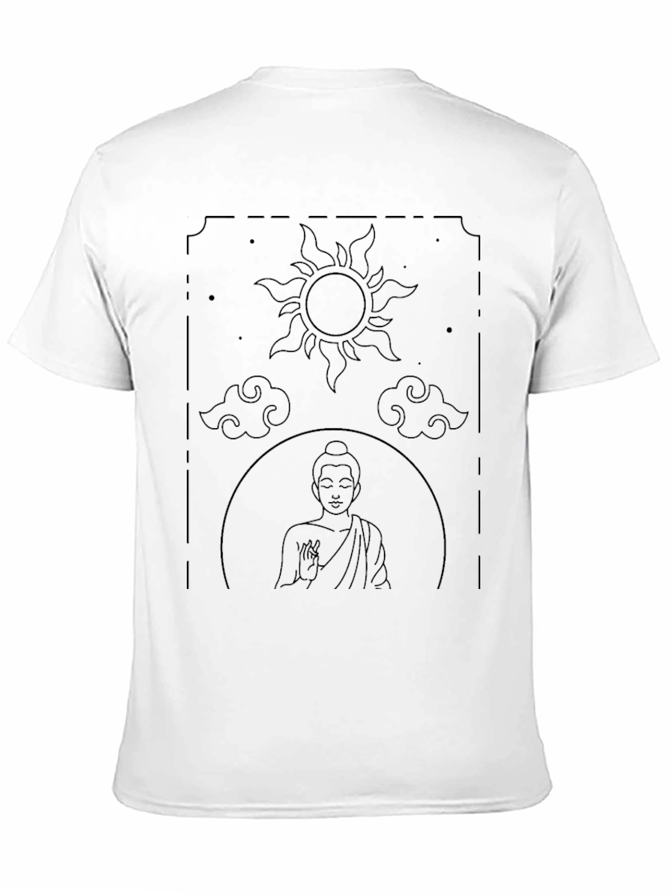 Buddha Sun and Clouds Graphic Black T-Shirt