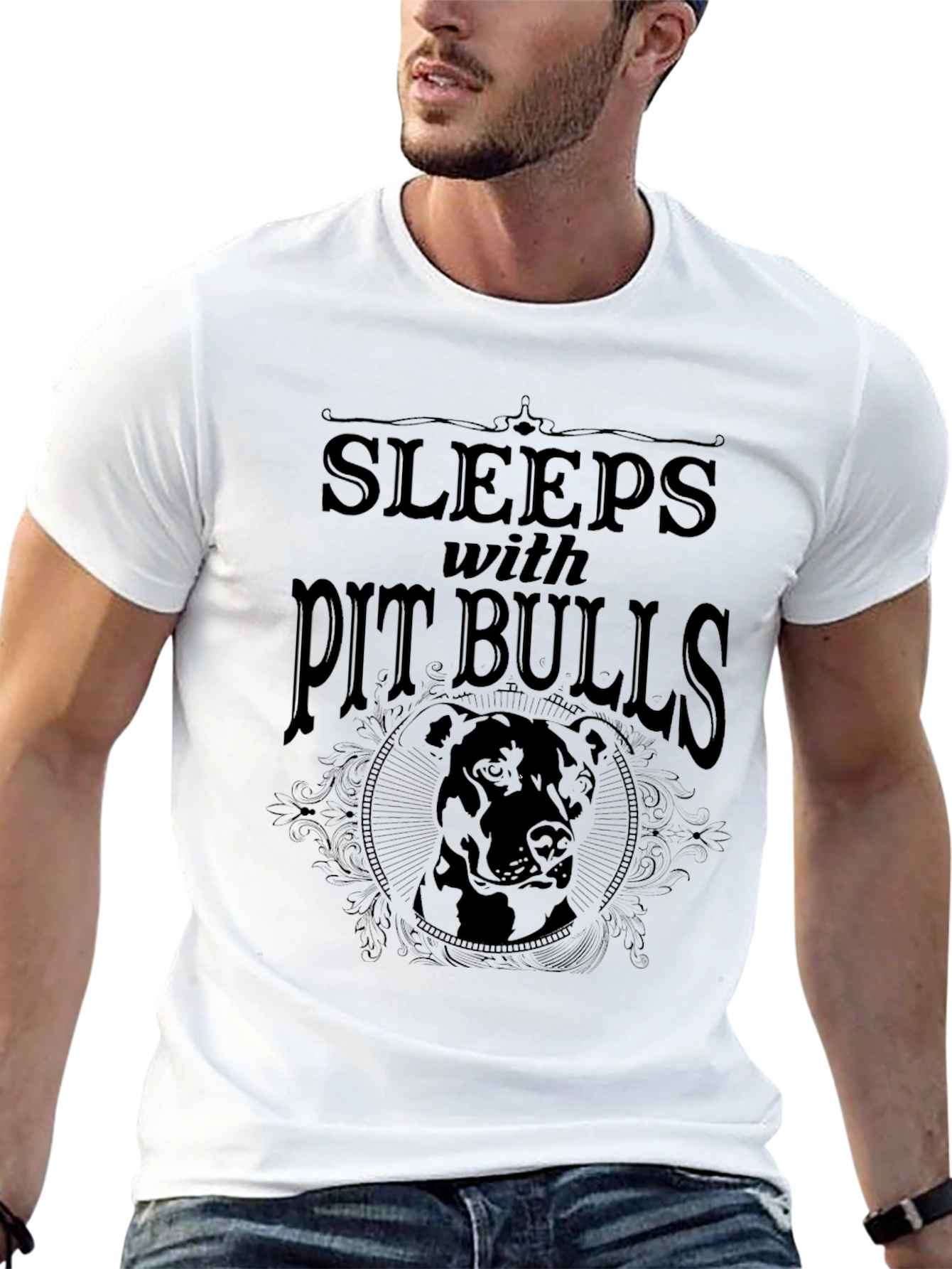 Sleeps With Pit Bulls Graphic Tee - Black