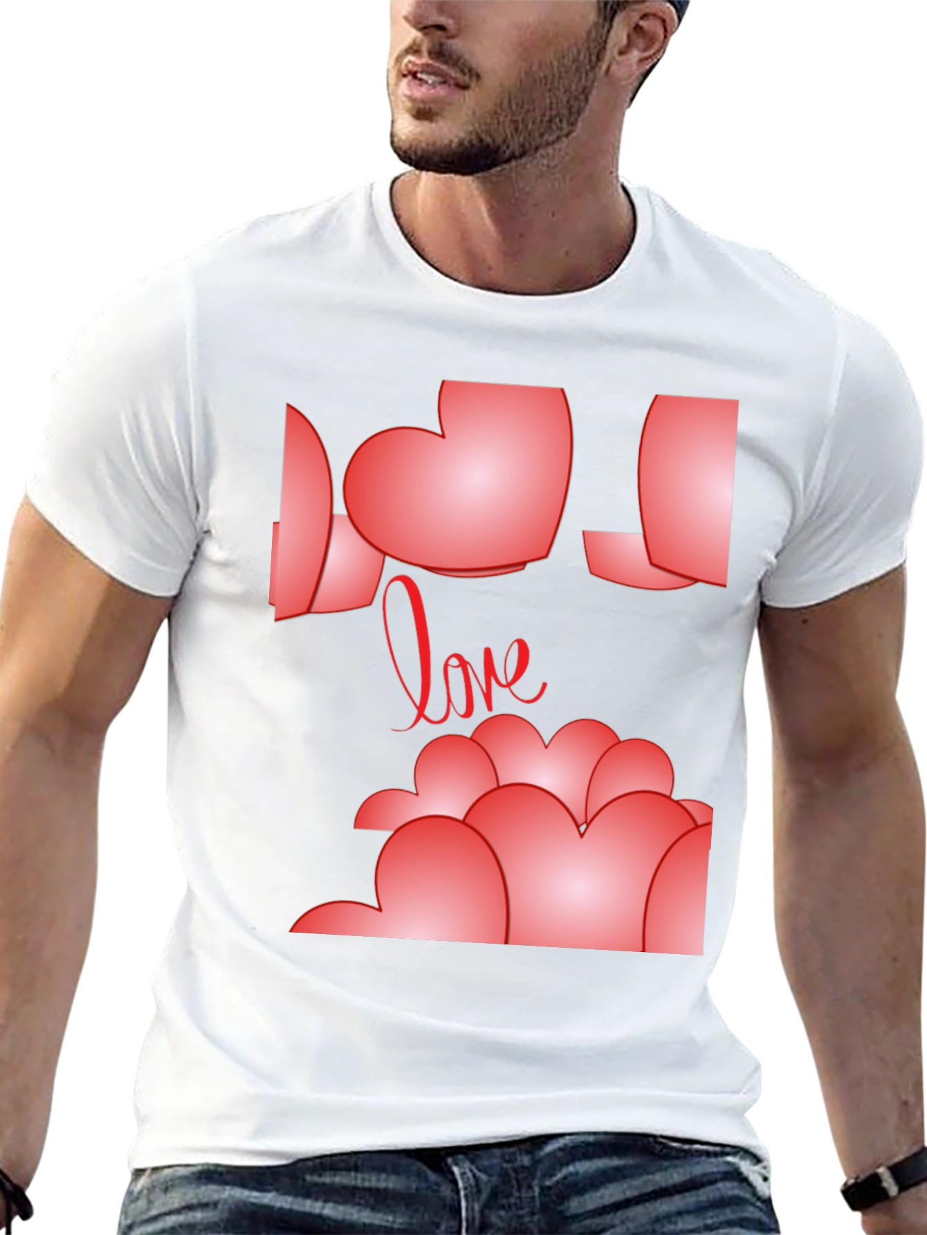 Heart Love Graphic T-Shirt - Mens Casual Tee