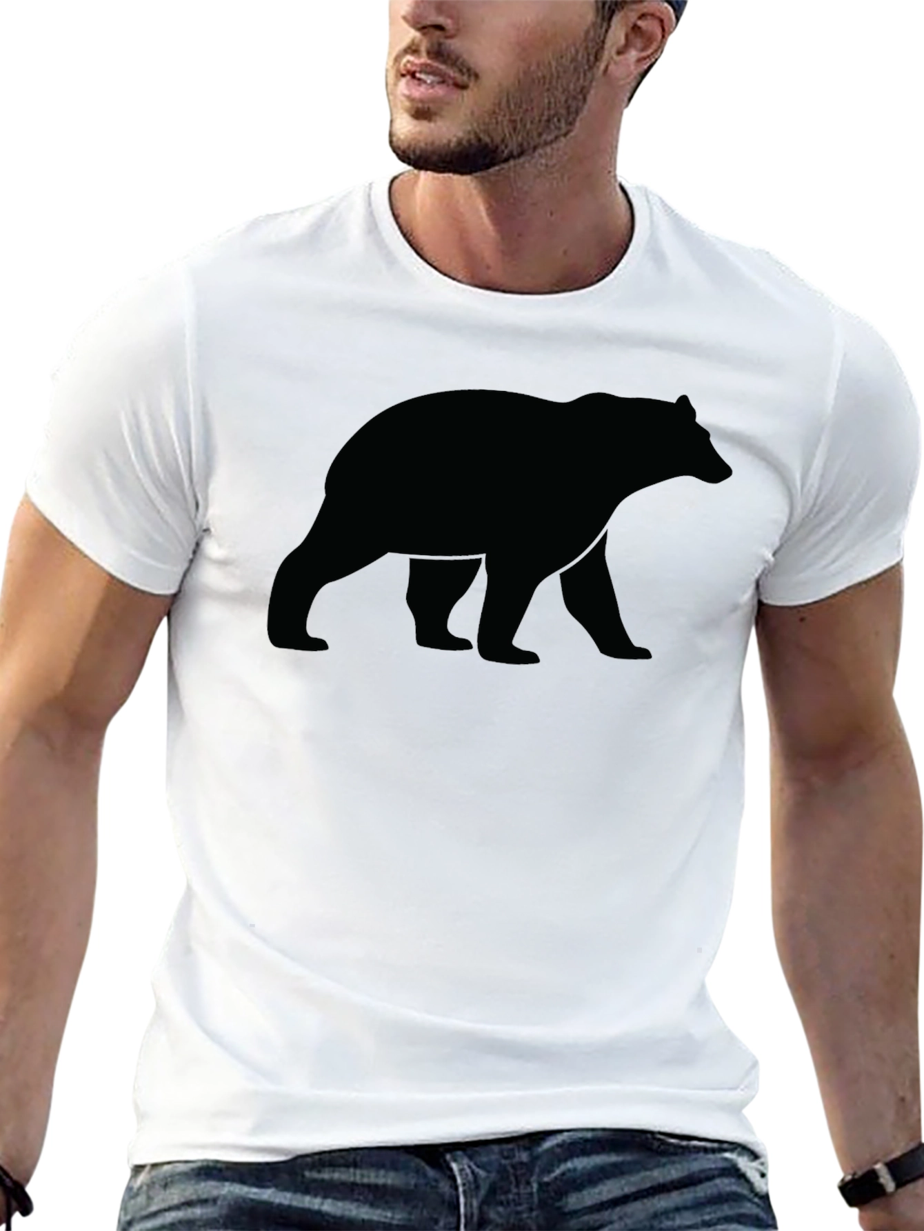 Bear Silhouette T-Shirt - Classic Crew Neck Tee