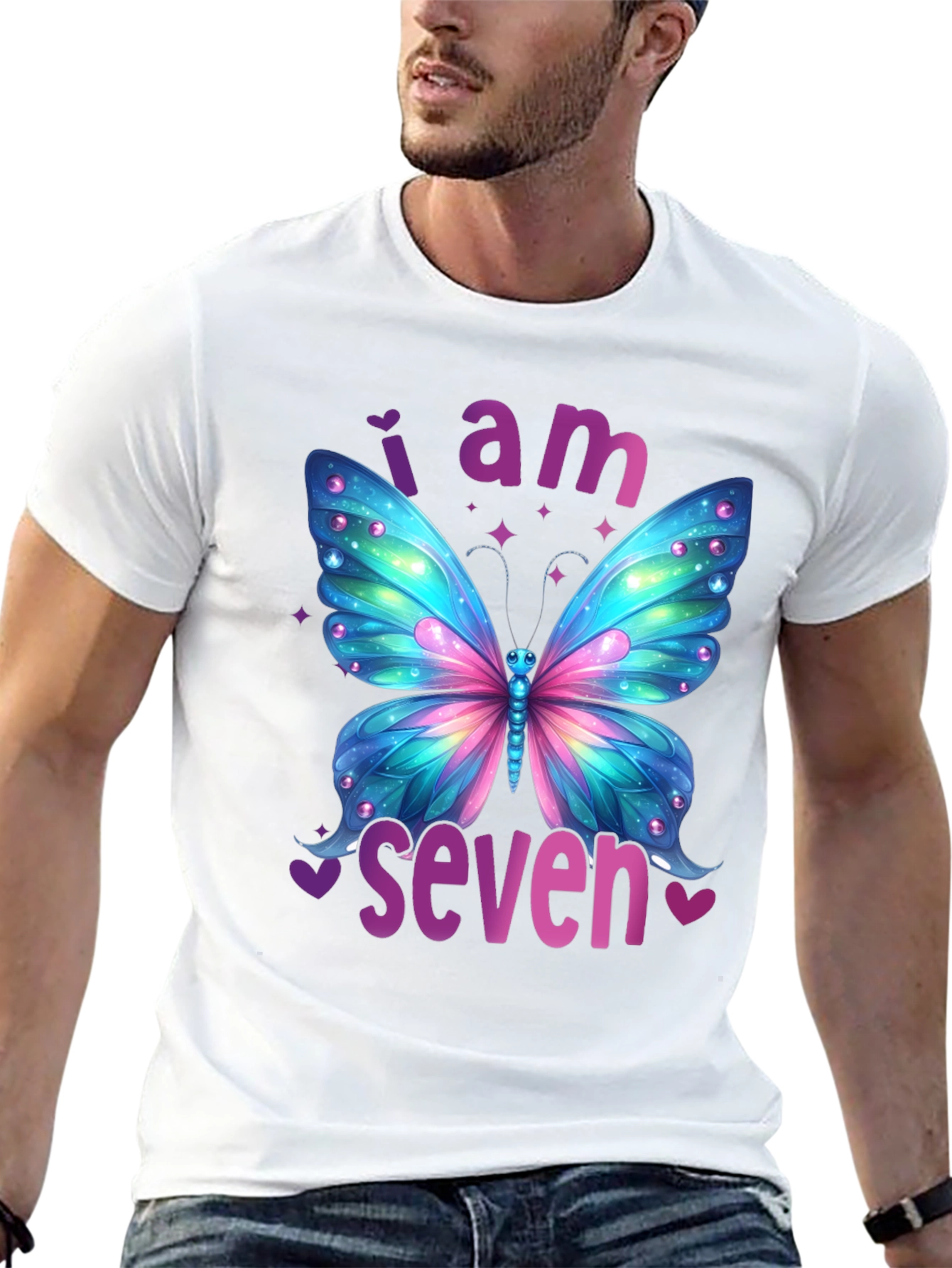 I am Seven Butterfly Birthday T-Shirt