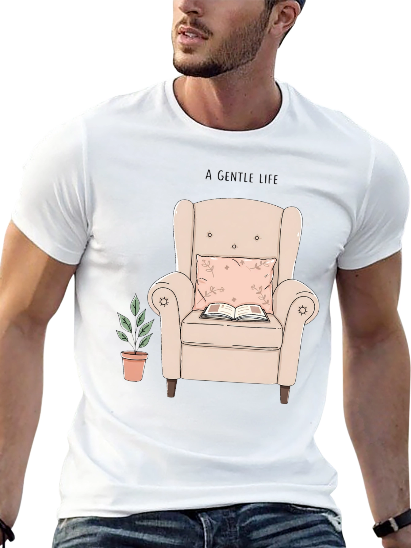 Cozy Reading Nook Tee - Book & Armchair Design