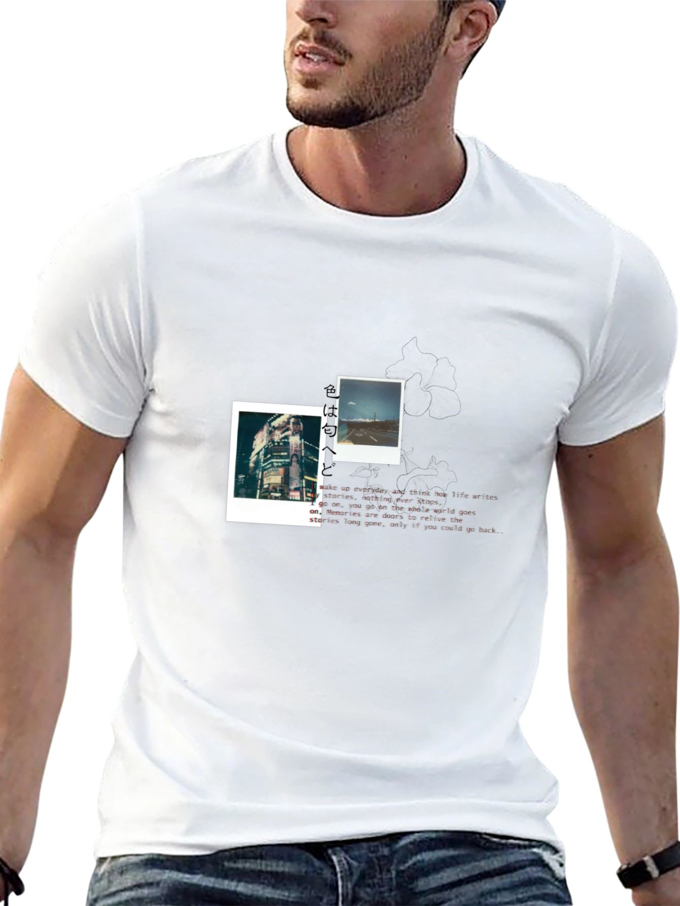 Trendy Black T-Shirt with Photo Print Design