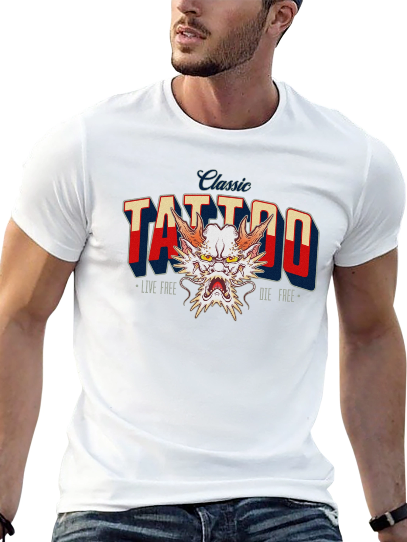 Classic Tattoo Dragon Graphic T-Shirt