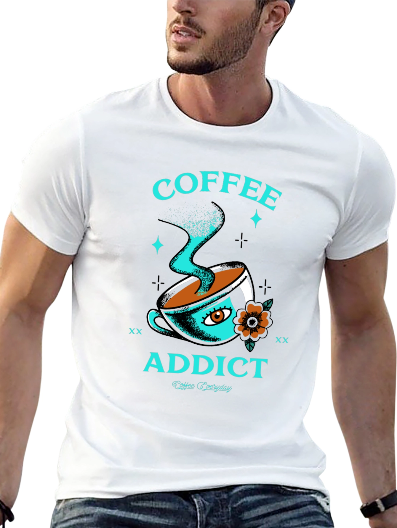 Coffee Addict Graphic Tee - Black Crewneck