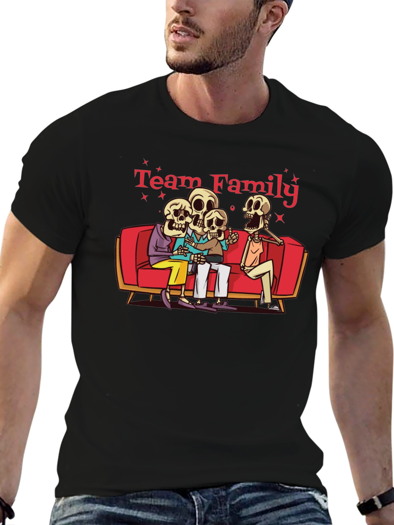 Team Family Skeleton Graphic T-Shirt